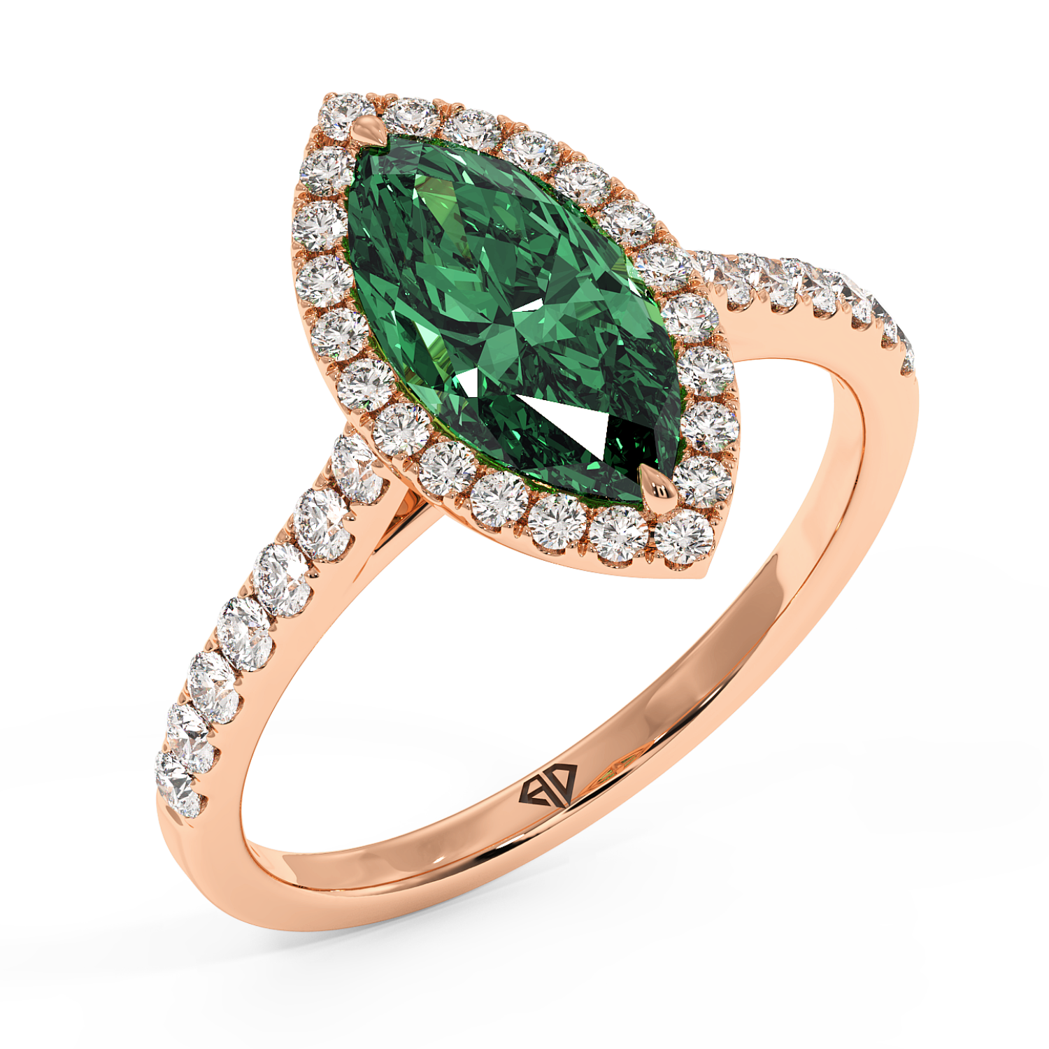 18K Rose Gold Marilyn Diamond Shoulder Hidden Halo Engagement Ring