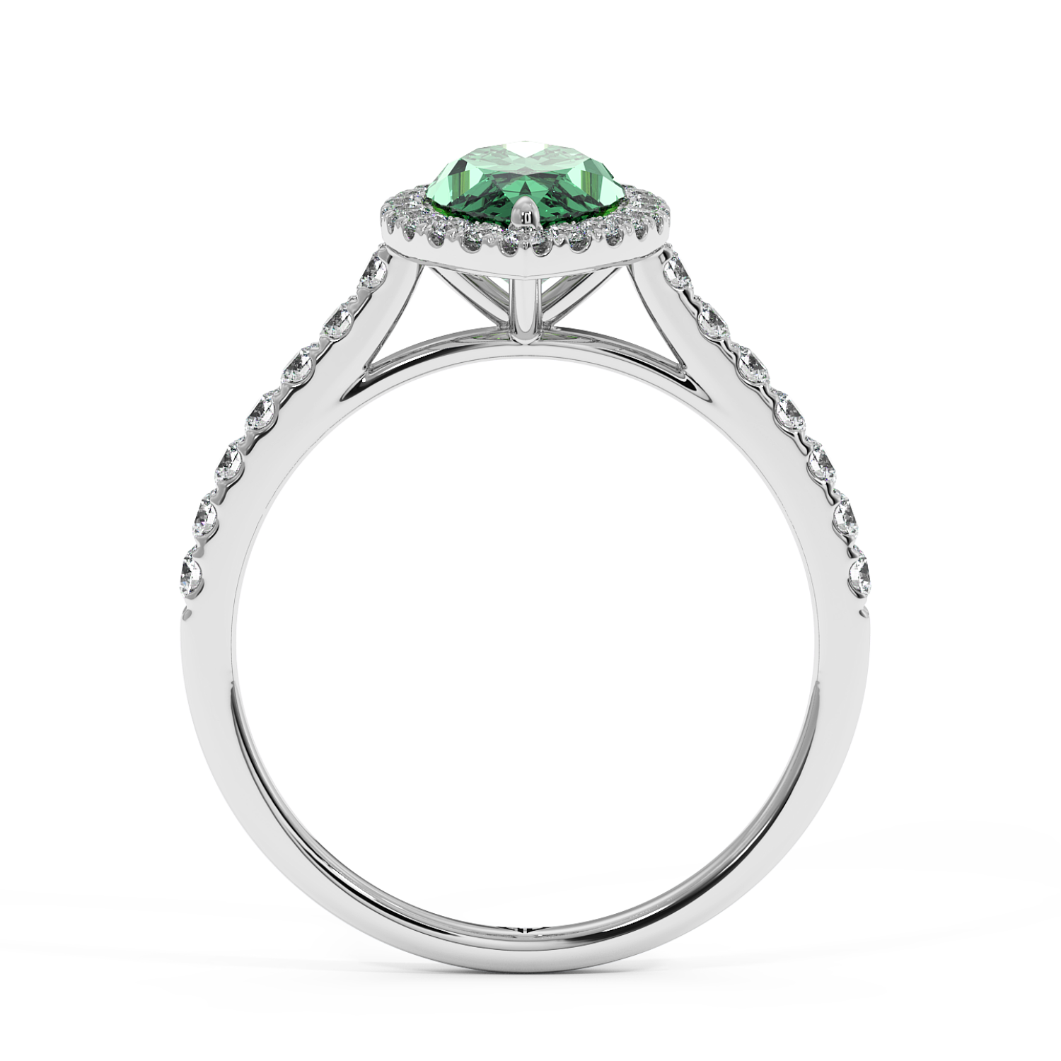 18K White Gold Marilyn Diamond Shoulder Hidden Halo Engagement Ring