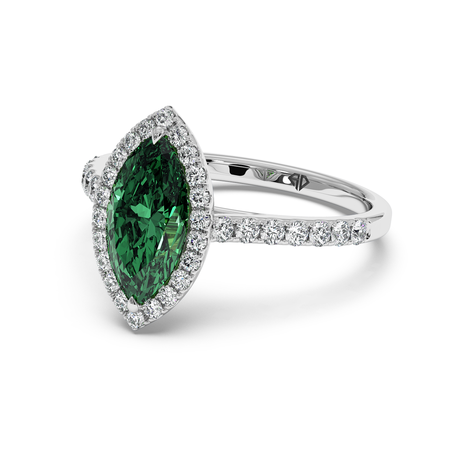18K White Gold Marilyn Diamond Shoulder Hidden Halo Engagement Ring