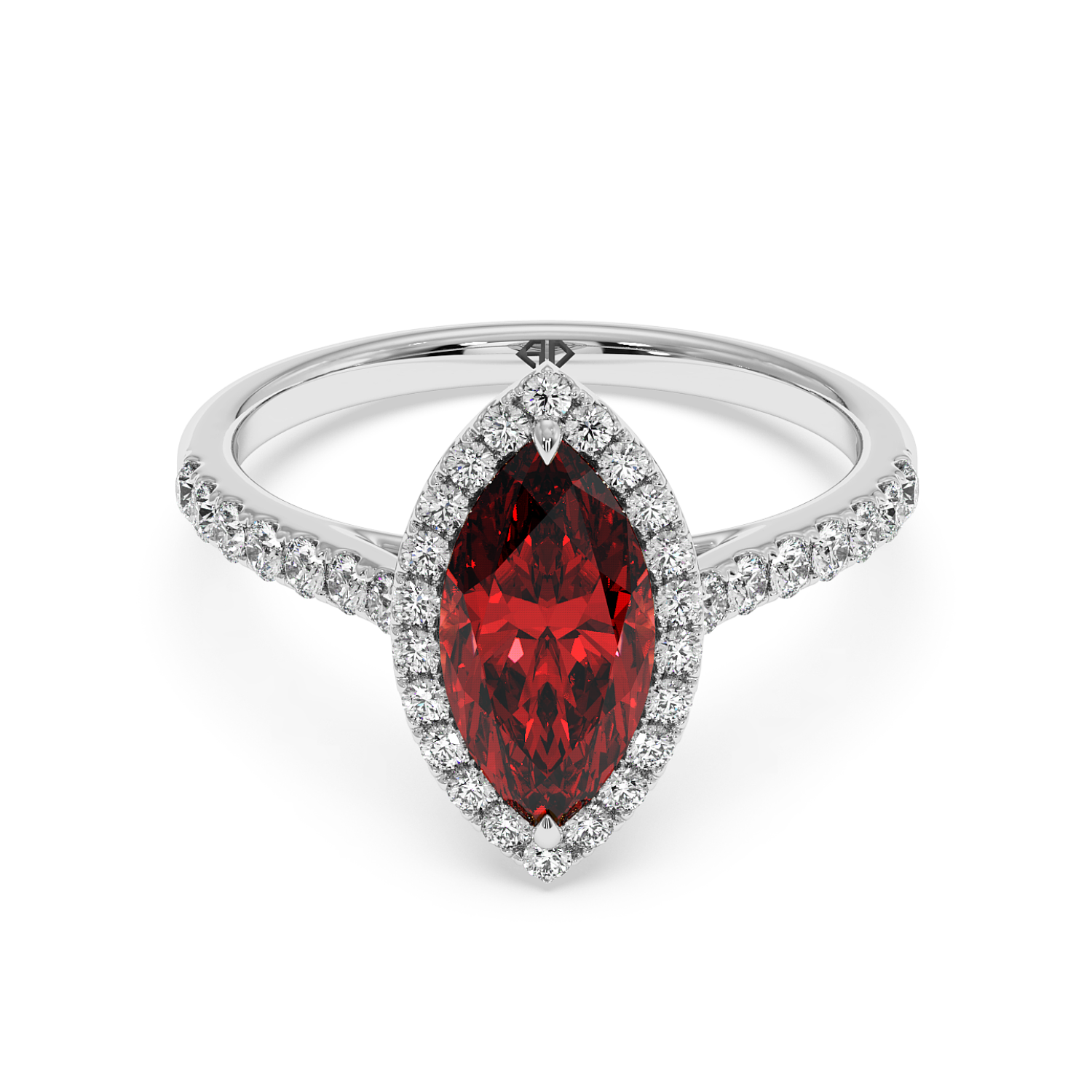 18K White Gold Marilyn Diamond Shoulder Hidden Halo Engagement Ring