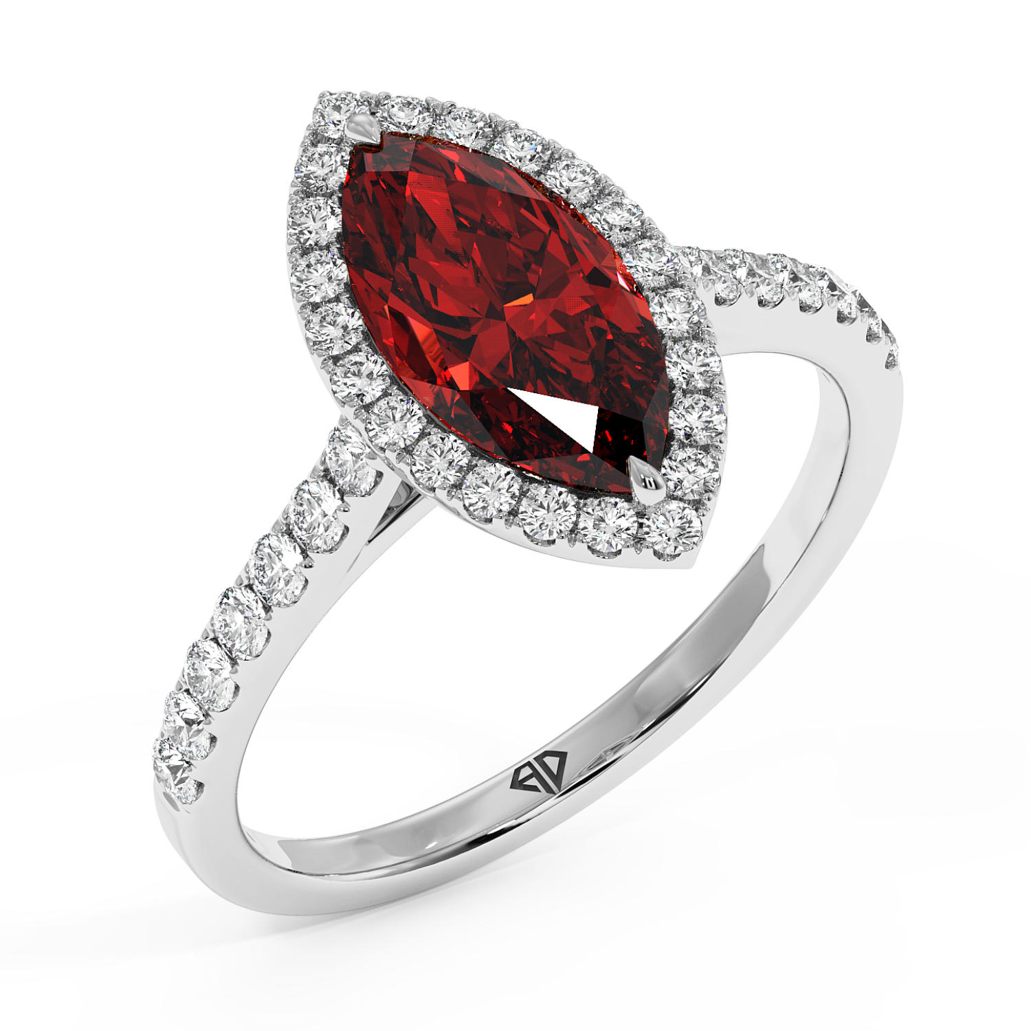 18K White Gold Marilyn Diamond Shoulder Hidden Halo Engagement Ring