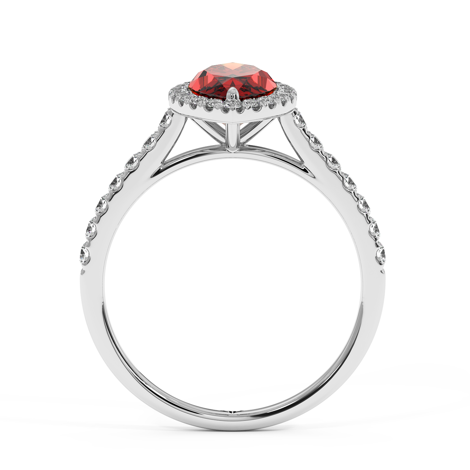 18K White Gold Marilyn Diamond Shoulder Hidden Halo Engagement Ring