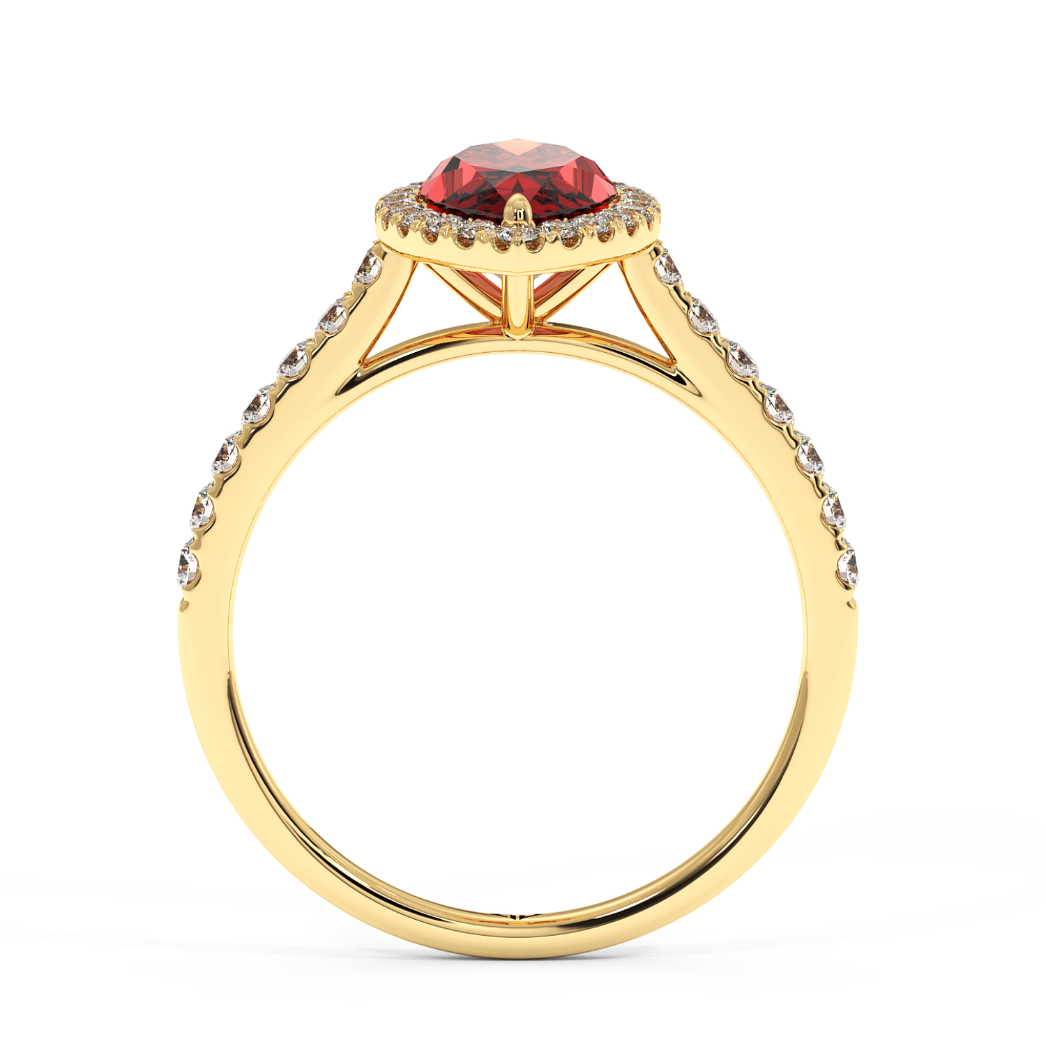 18K Yellow Gold Marilyn Diamond Shoulder Hidden Halo Engagement Ring