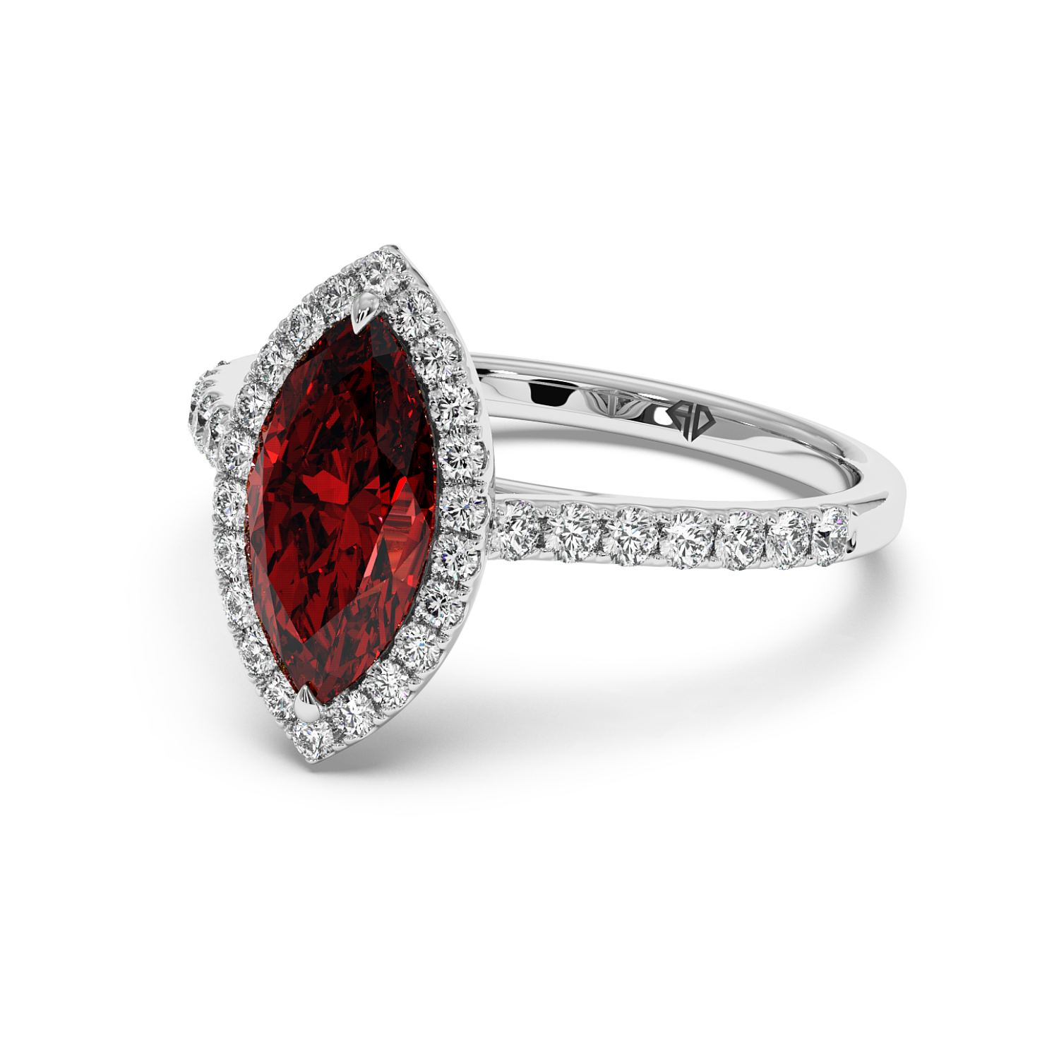 18K White Gold Marilyn Diamond Shoulder Hidden Halo Engagement Ring