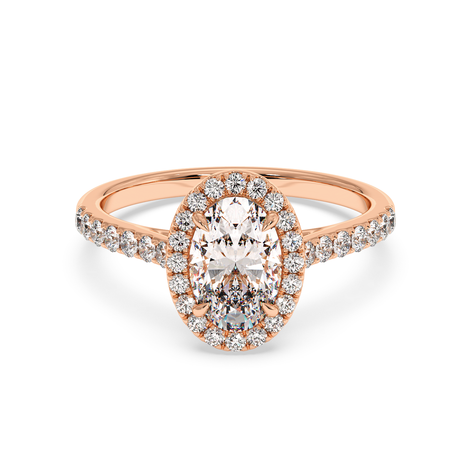 18K Rose Gold Marilyn Diamond Shoulder Hidden Halo Engagement Ring