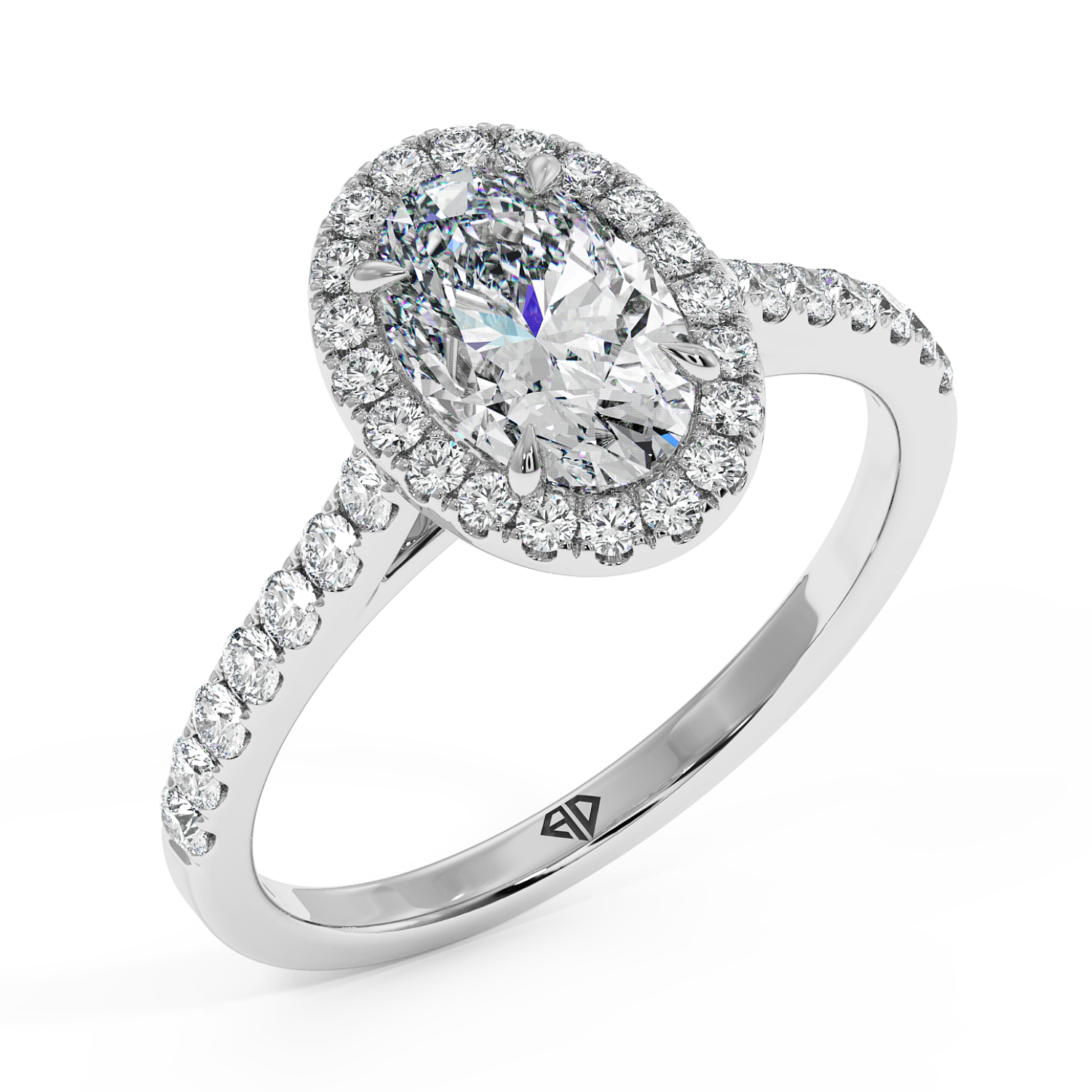 18K White Gold Marilyn Diamond Shoulder Hidden Halo Engagement Ring