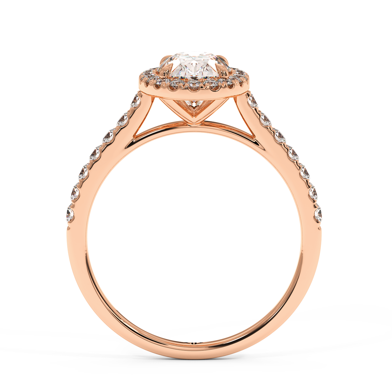 18K Rose Gold Marilyn Diamond Shoulder Hidden Halo Engagement Ring