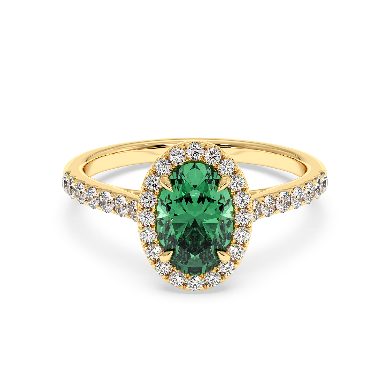 18K Yellow Gold Marilyn Diamond Shoulder Hidden Halo Engagement Ring