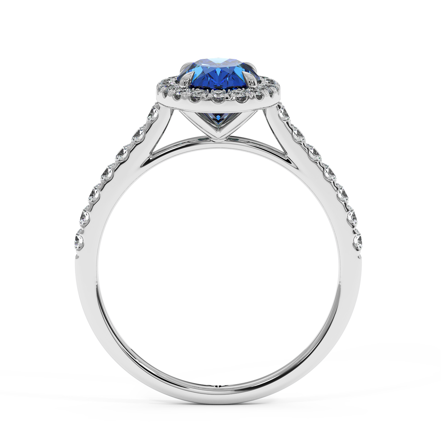 18K White Gold Marilyn Diamond Shoulder Hidden Halo Engagement Ring