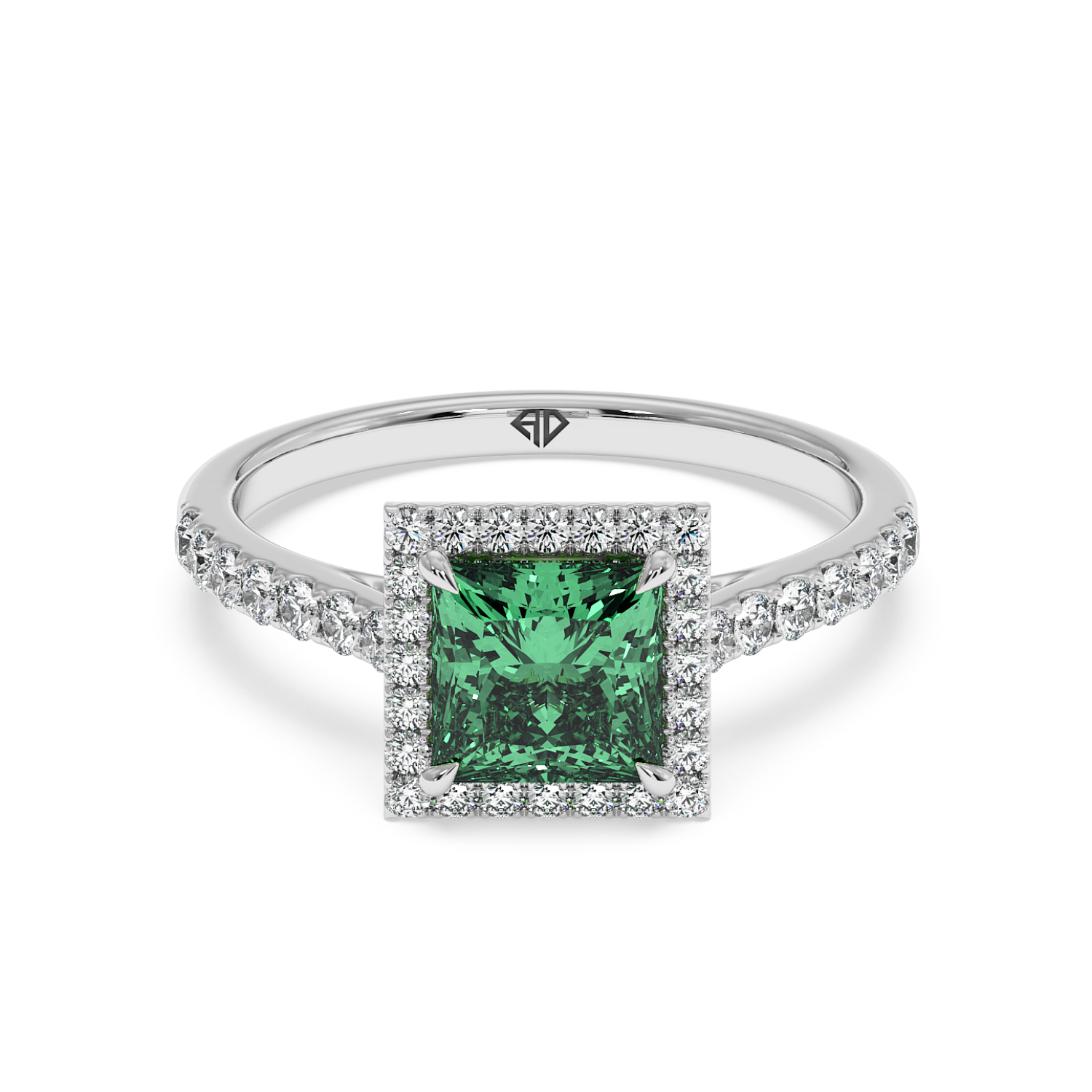 18K White Gold Marilyn Diamond Shoulder Hidden Halo Engagement Ring