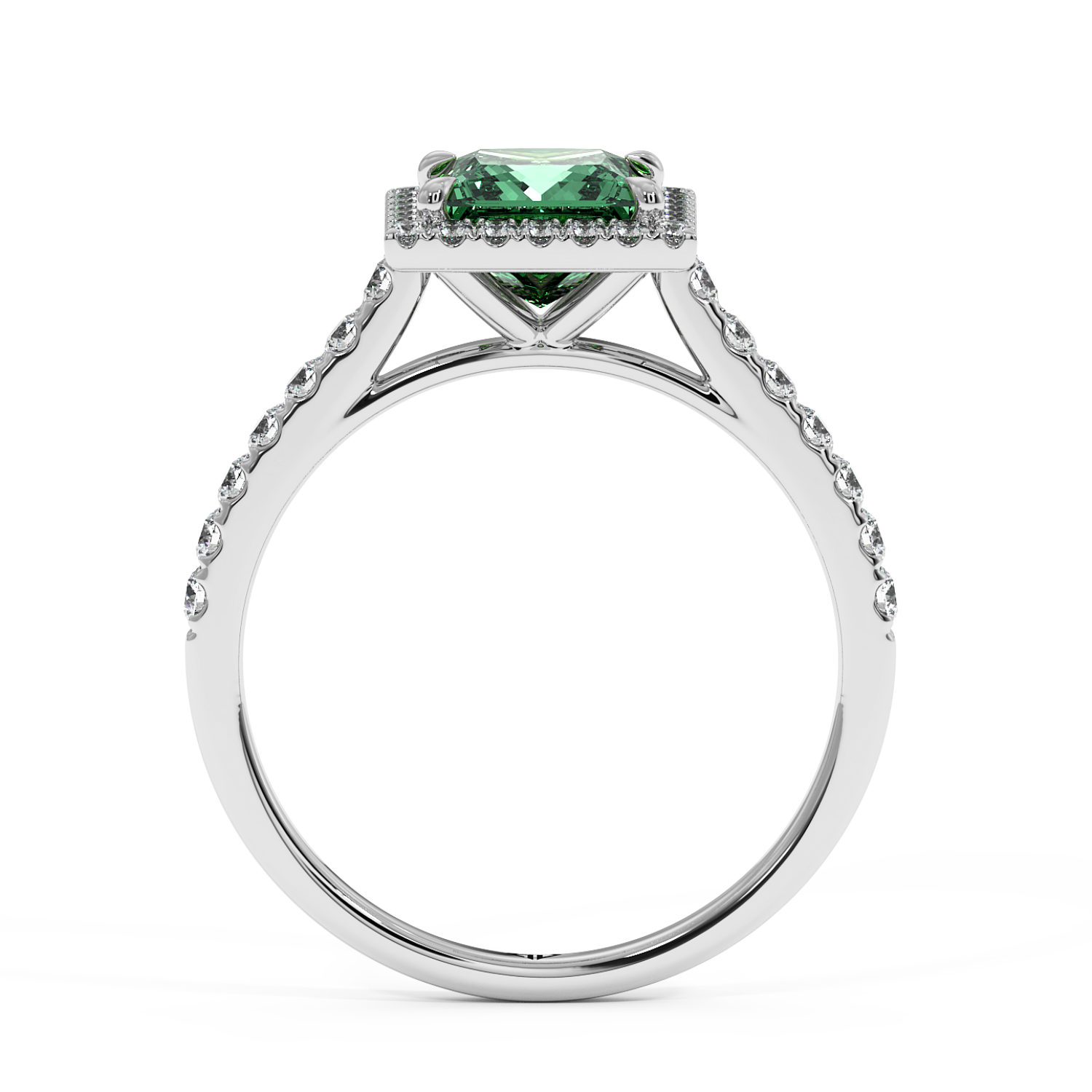 18K White Gold Marilyn Diamond Shoulder Hidden Halo Engagement Ring
