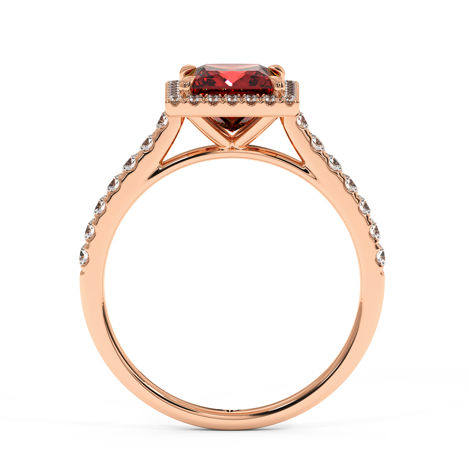 18K Rose Gold Marilyn Diamond Shoulder Hidden Halo Engagement Ring