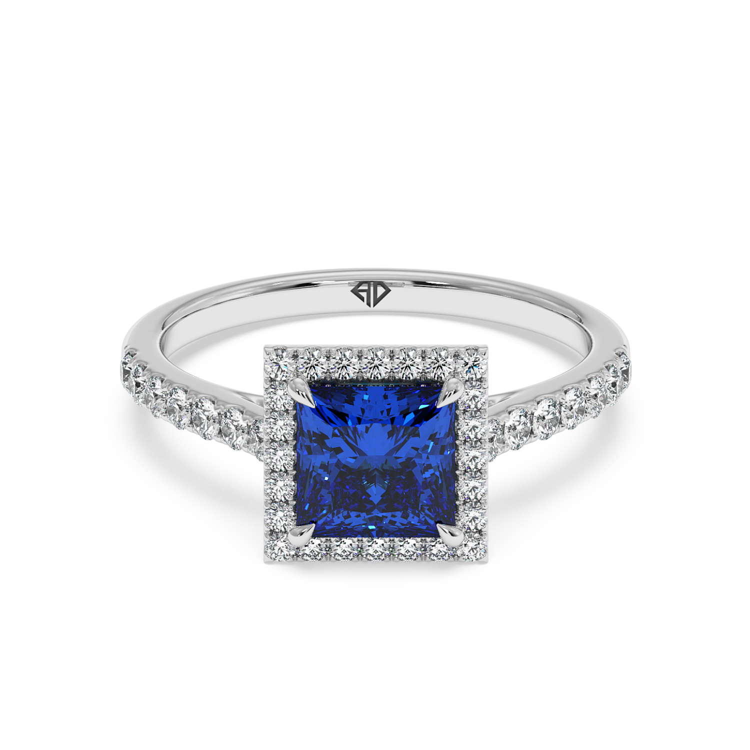 18K White Gold Marilyn Diamond Shoulder Hidden Halo Engagement Ring