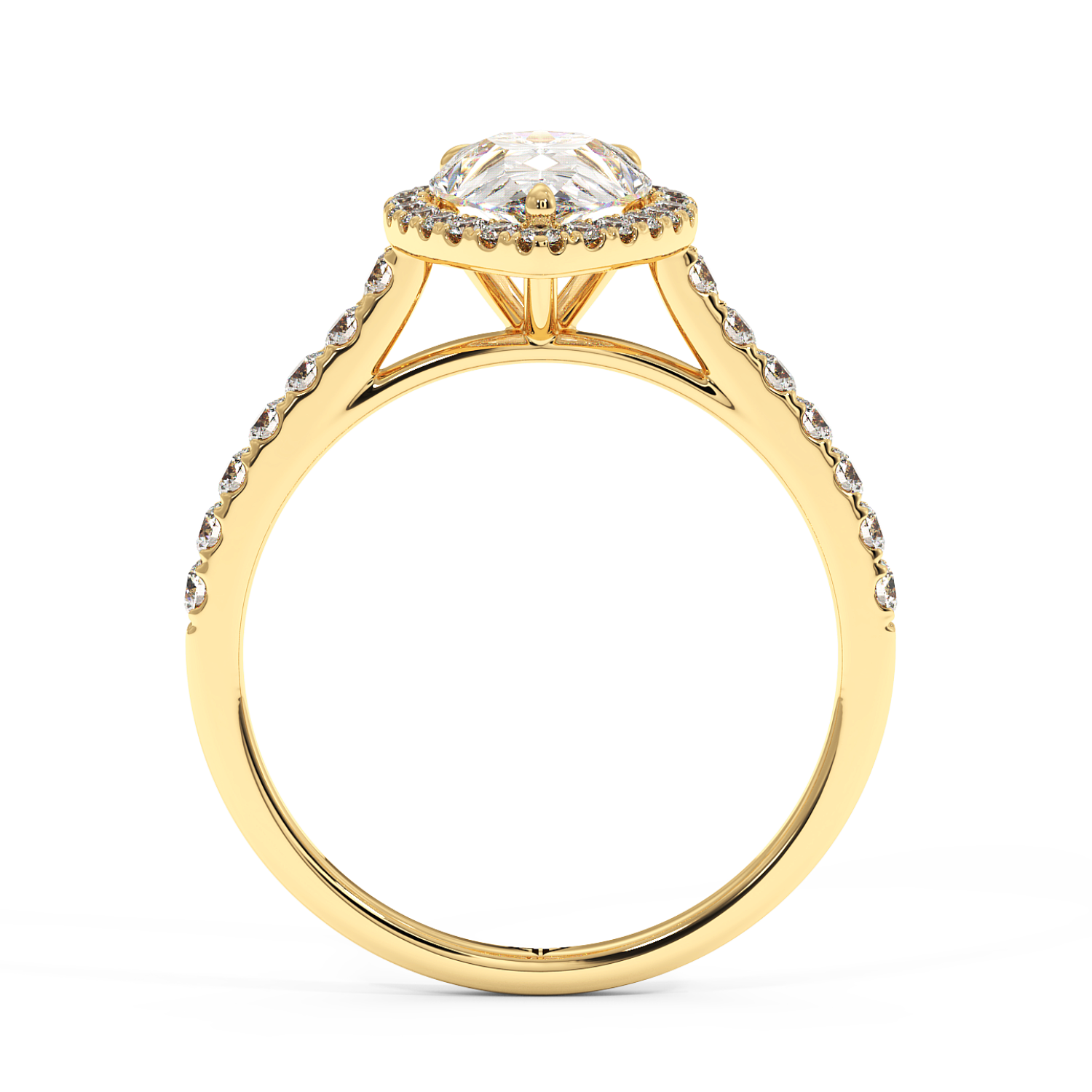 18K Yellow Gold Marilyn Diamond Shoulder Hidden Halo Engagement Ring