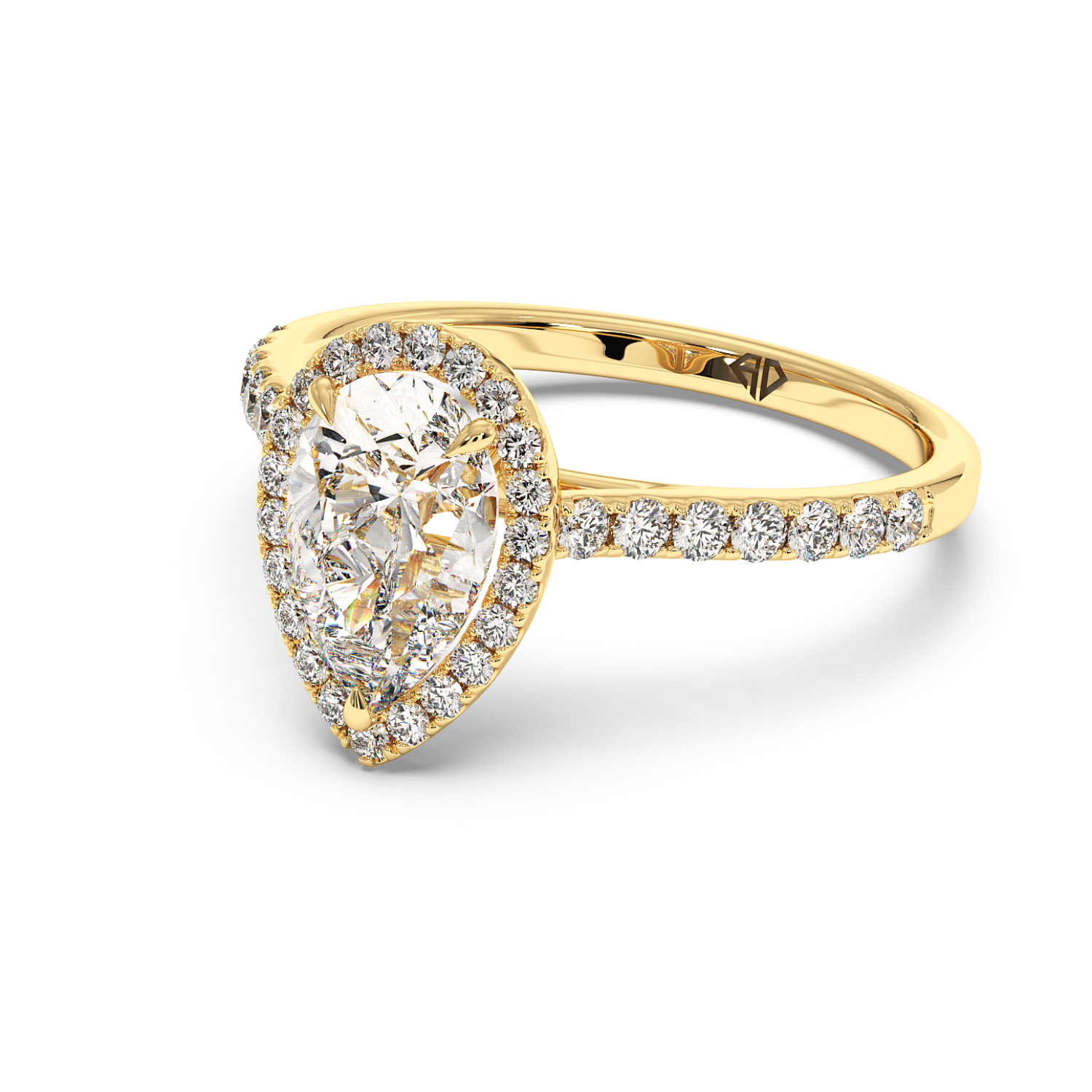 18K Yellow Gold Marilyn Diamond Shoulder Hidden Halo Engagement Ring