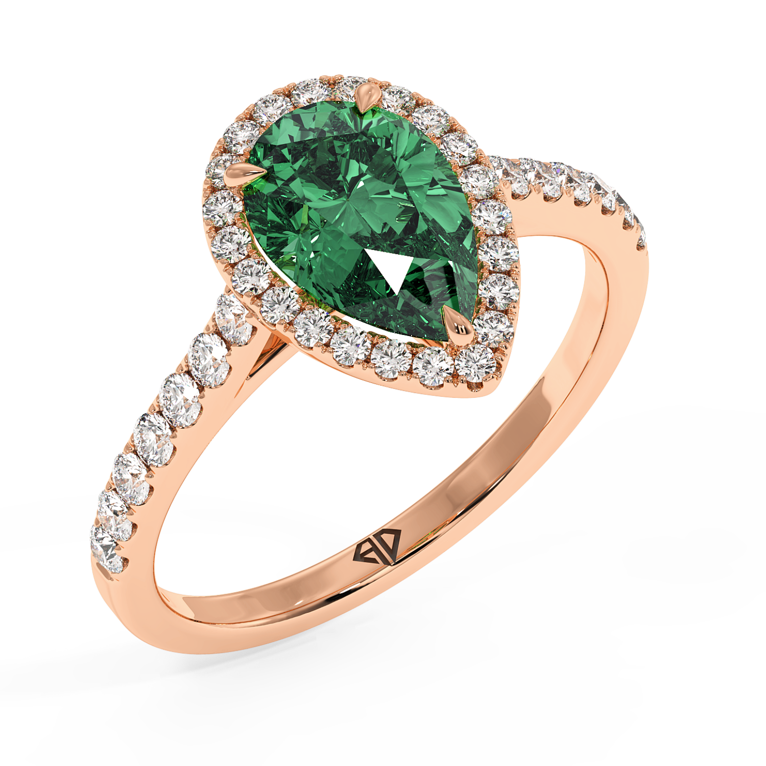 18K Rose Gold Marilyn Diamond Shoulder Hidden Halo Engagement Ring