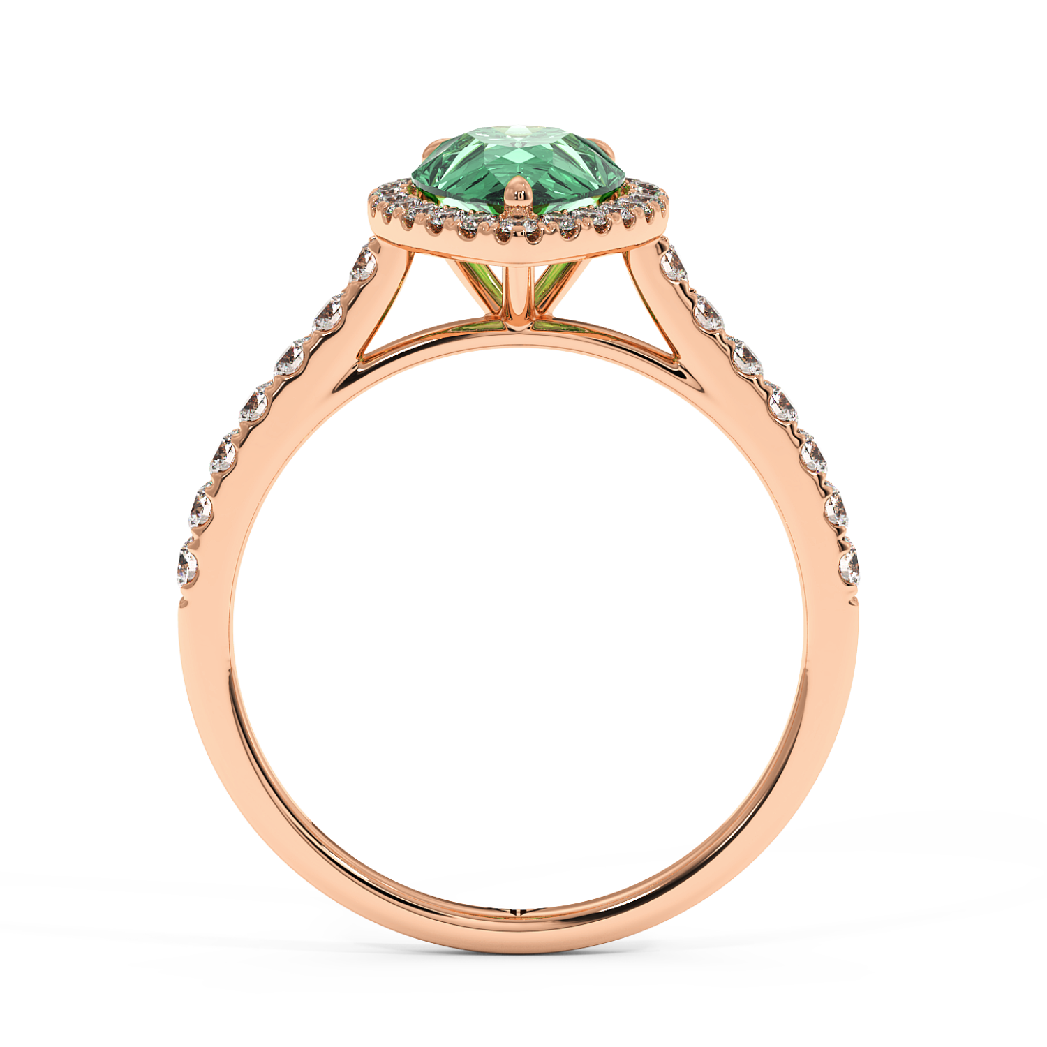 18K Rose Gold Marilyn Diamond Shoulder Hidden Halo Engagement Ring