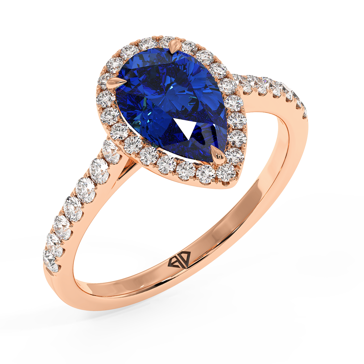 18K Rose Gold Marilyn Diamond Shoulder Hidden Halo Engagement Ring