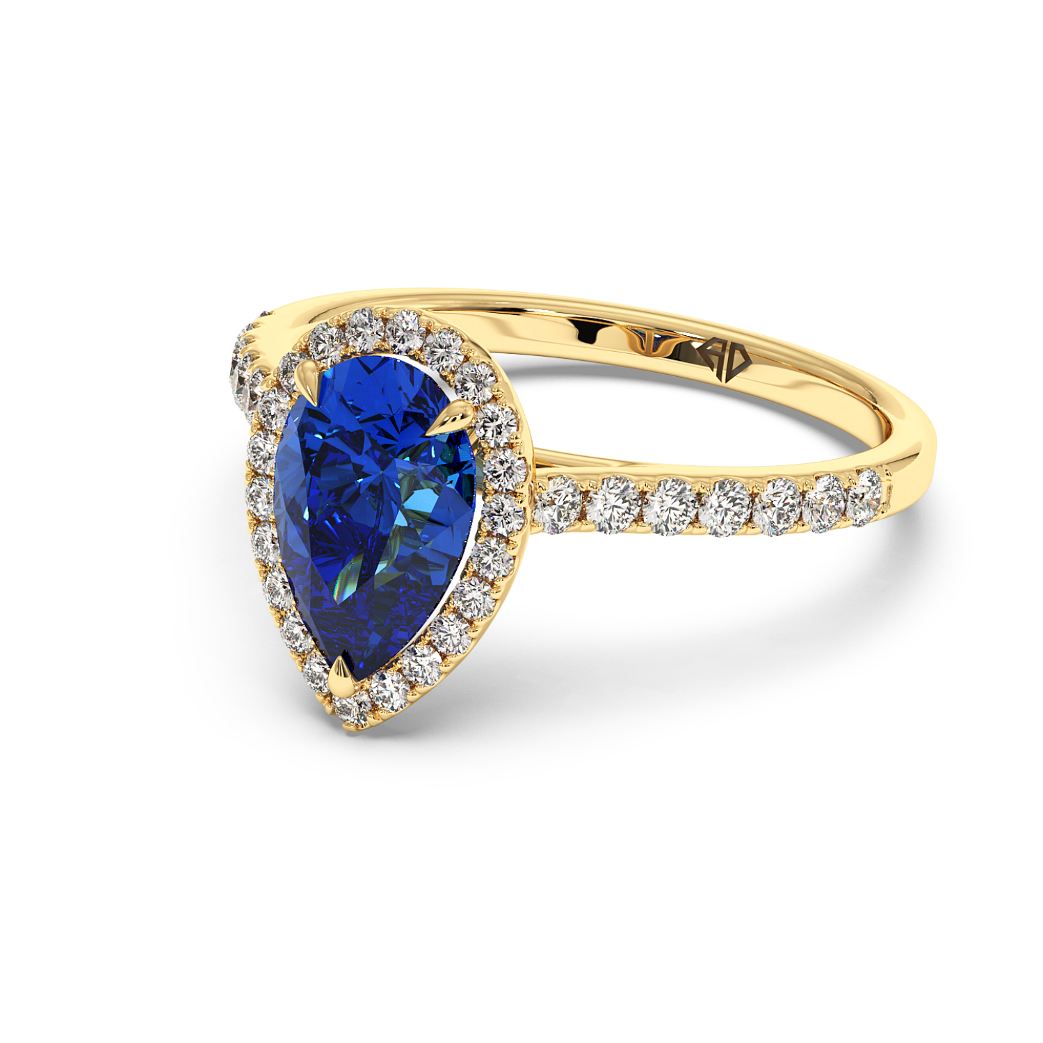 18K Yellow Gold Marilyn Diamond Shoulder Hidden Halo Engagement Ring