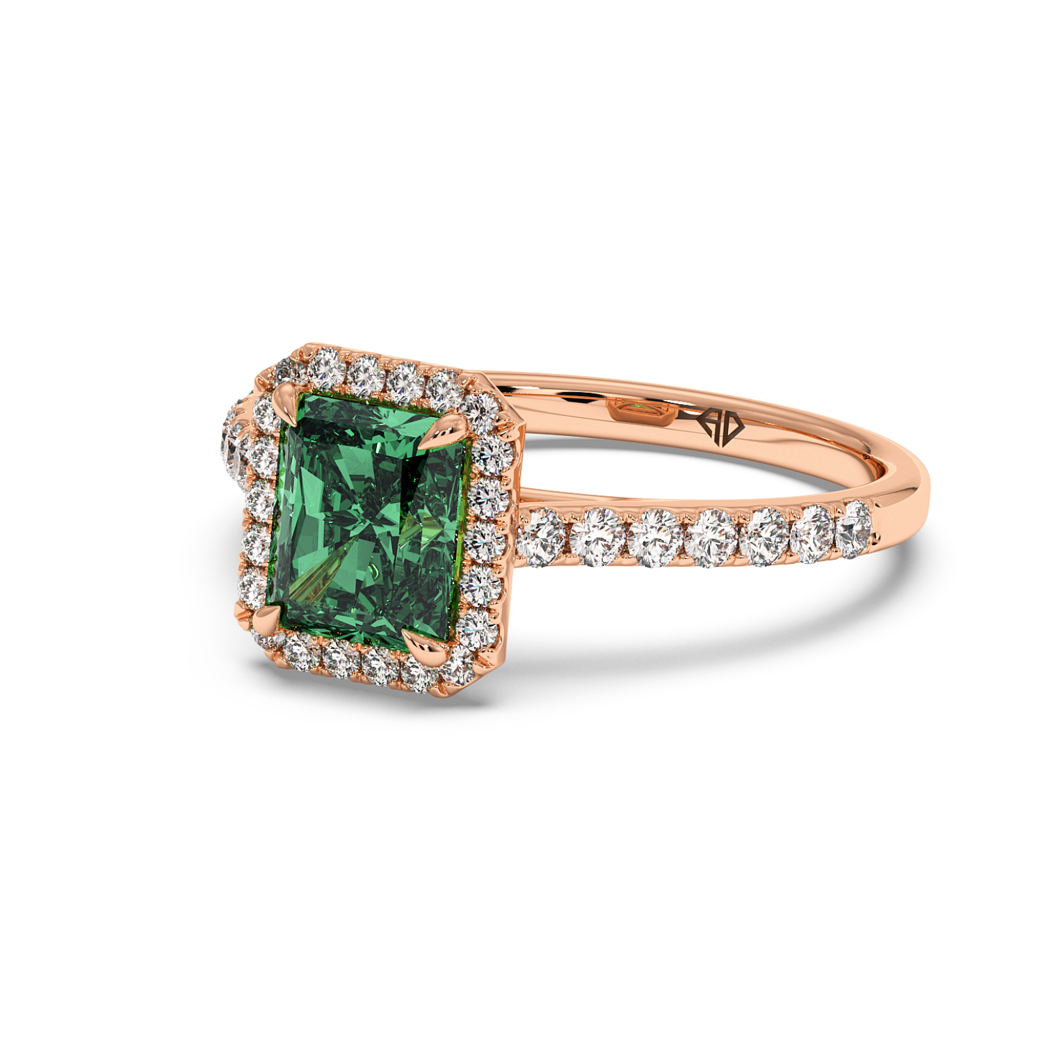 18K Rose Gold Marilyn Diamond Shoulder Hidden Halo Engagement Ring