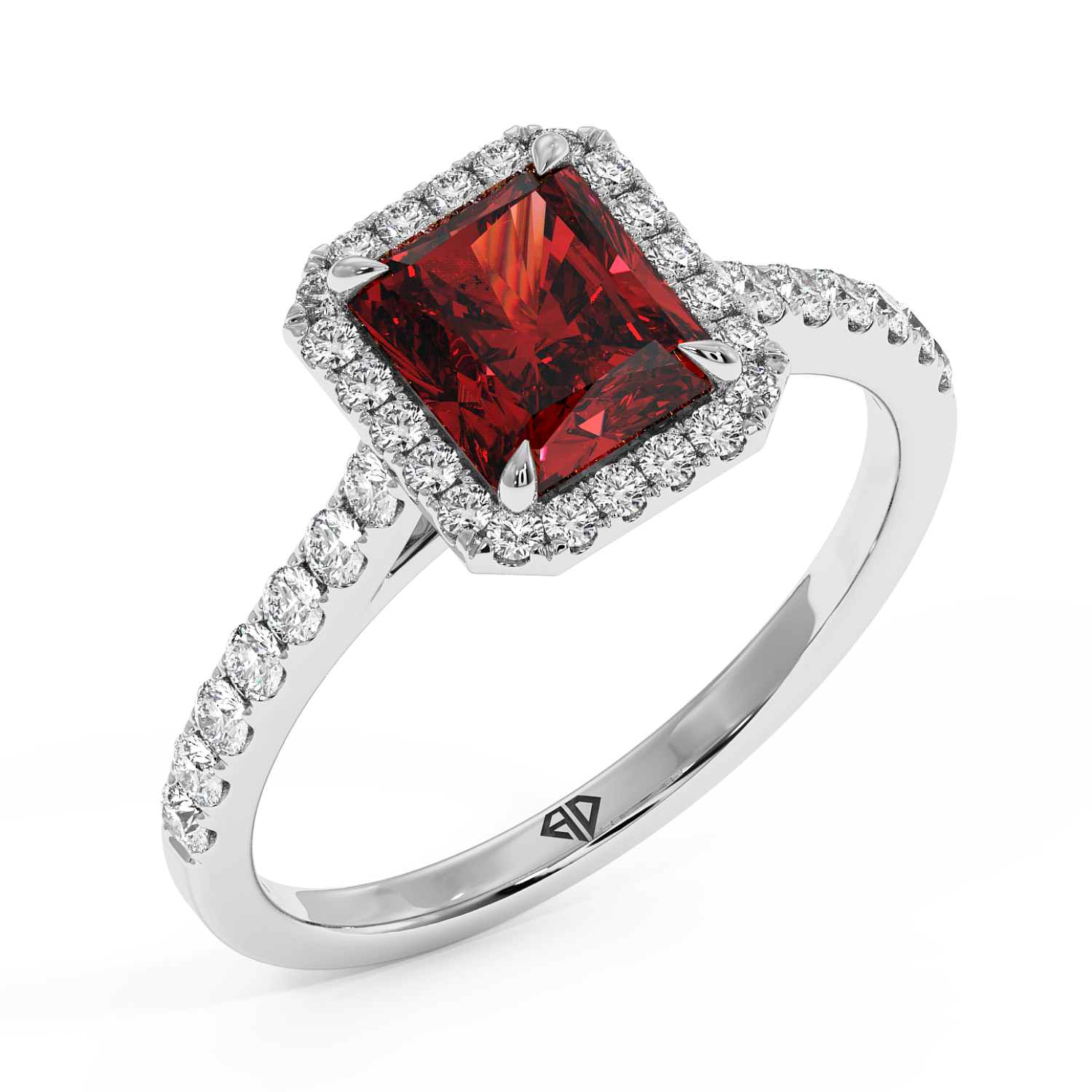 Platinum Marilyn Diamond Shoulder Hidden Halo Engagement Ring