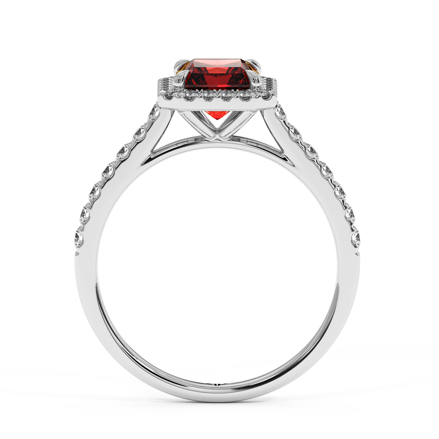 Platinum Marilyn Diamond Shoulder Hidden Halo Engagement Ring