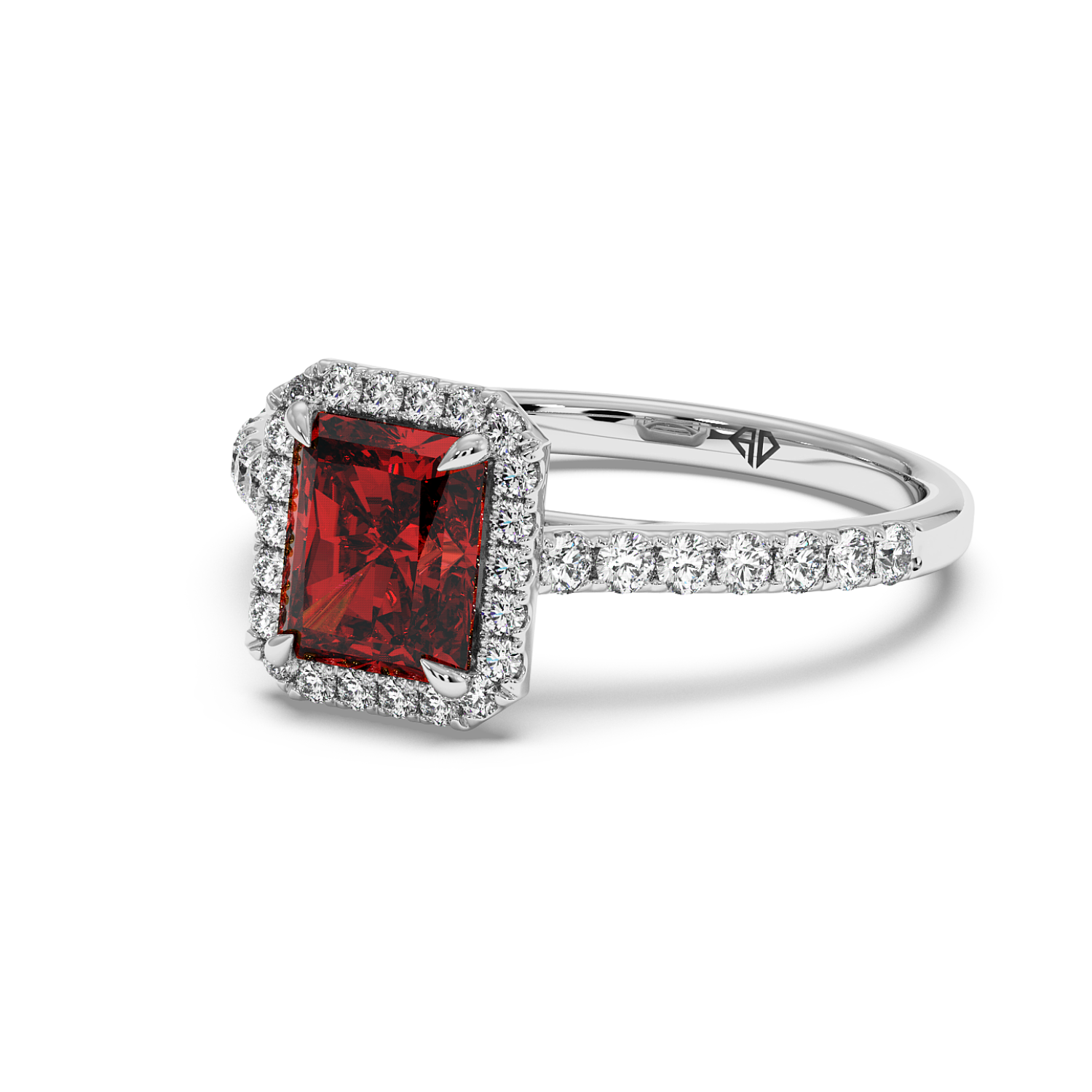 Platinum Marilyn Diamond Shoulder Hidden Halo Engagement Ring