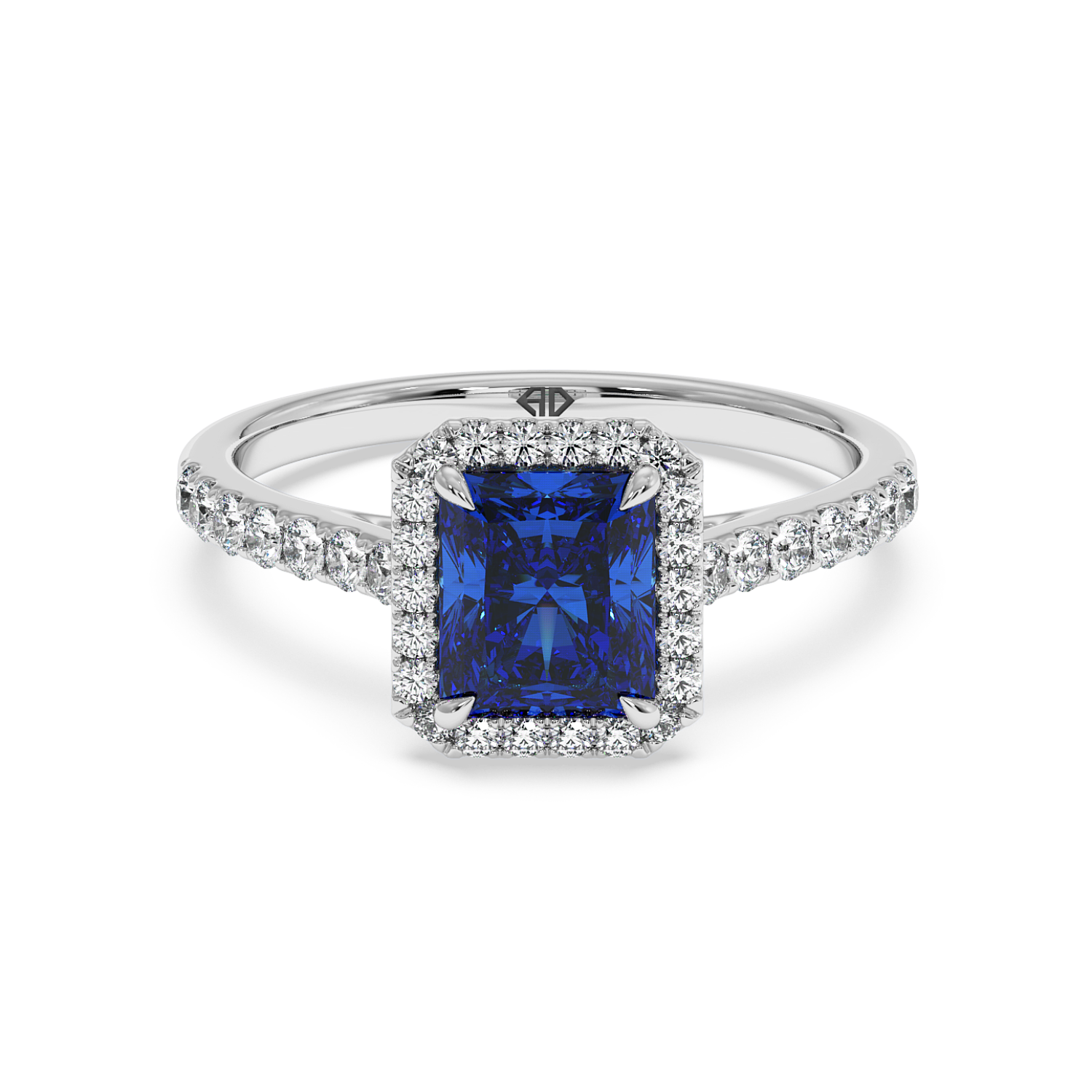 Platinum Marilyn Diamond Shoulder Hidden Halo Engagement Ring