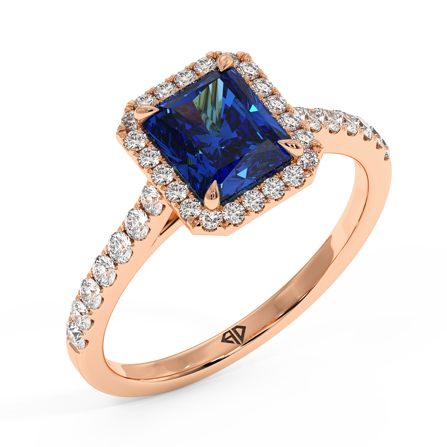 18K Rose Gold Marilyn Diamond Shoulder Hidden Halo Engagement Ring
