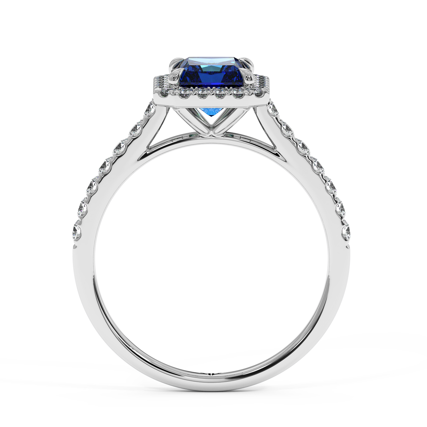 Platinum Marilyn Diamond Shoulder Hidden Halo Engagement Ring
