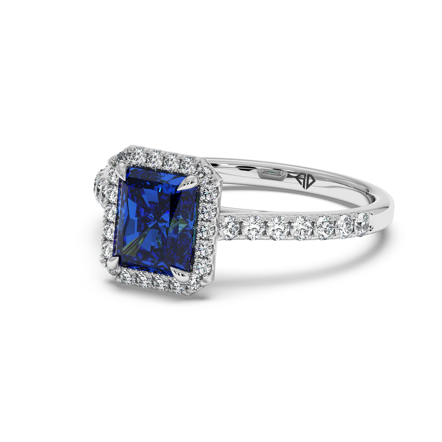 Platinum Marilyn Diamond Shoulder Hidden Halo Engagement Ring