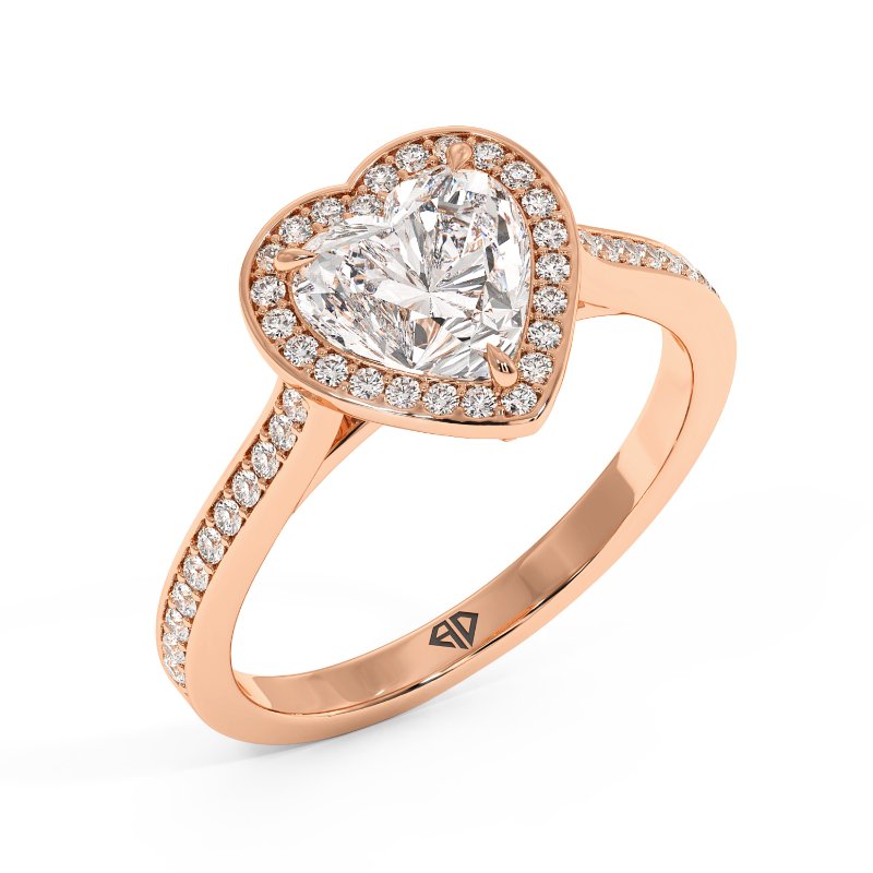 18K Rose Gold Lucia Halo Engagement Ring