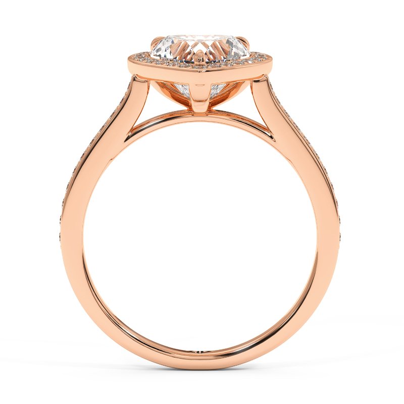 18K Rose Gold Lucia Halo Engagement Ring