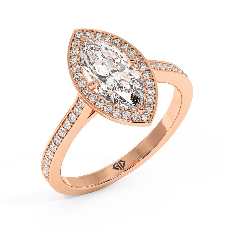 18K Rose Gold Lucia Halo Engagement Ring