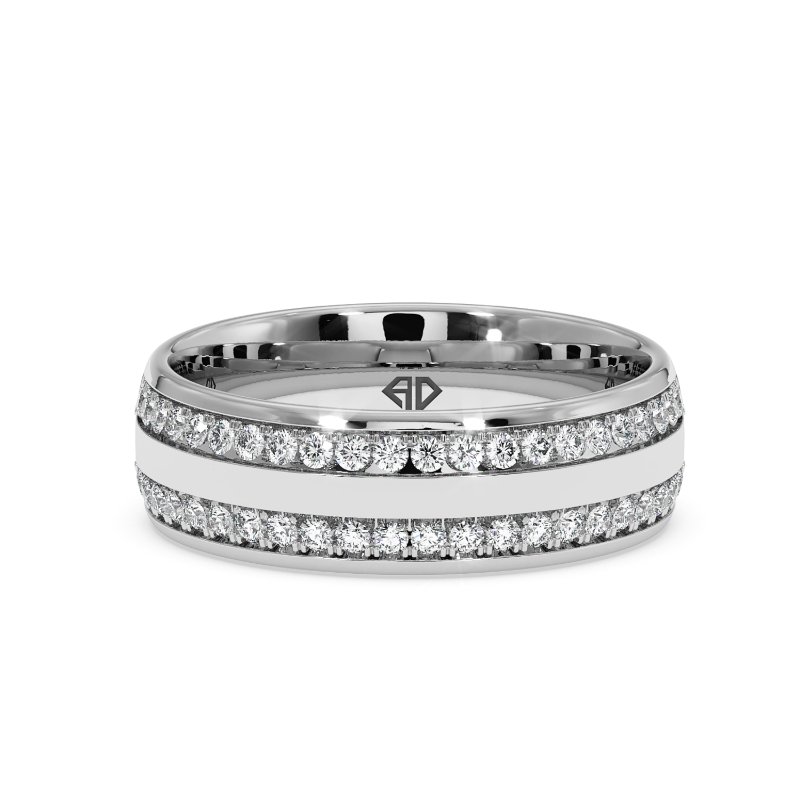 9K White Gold Hercules Diamond Wedding Band