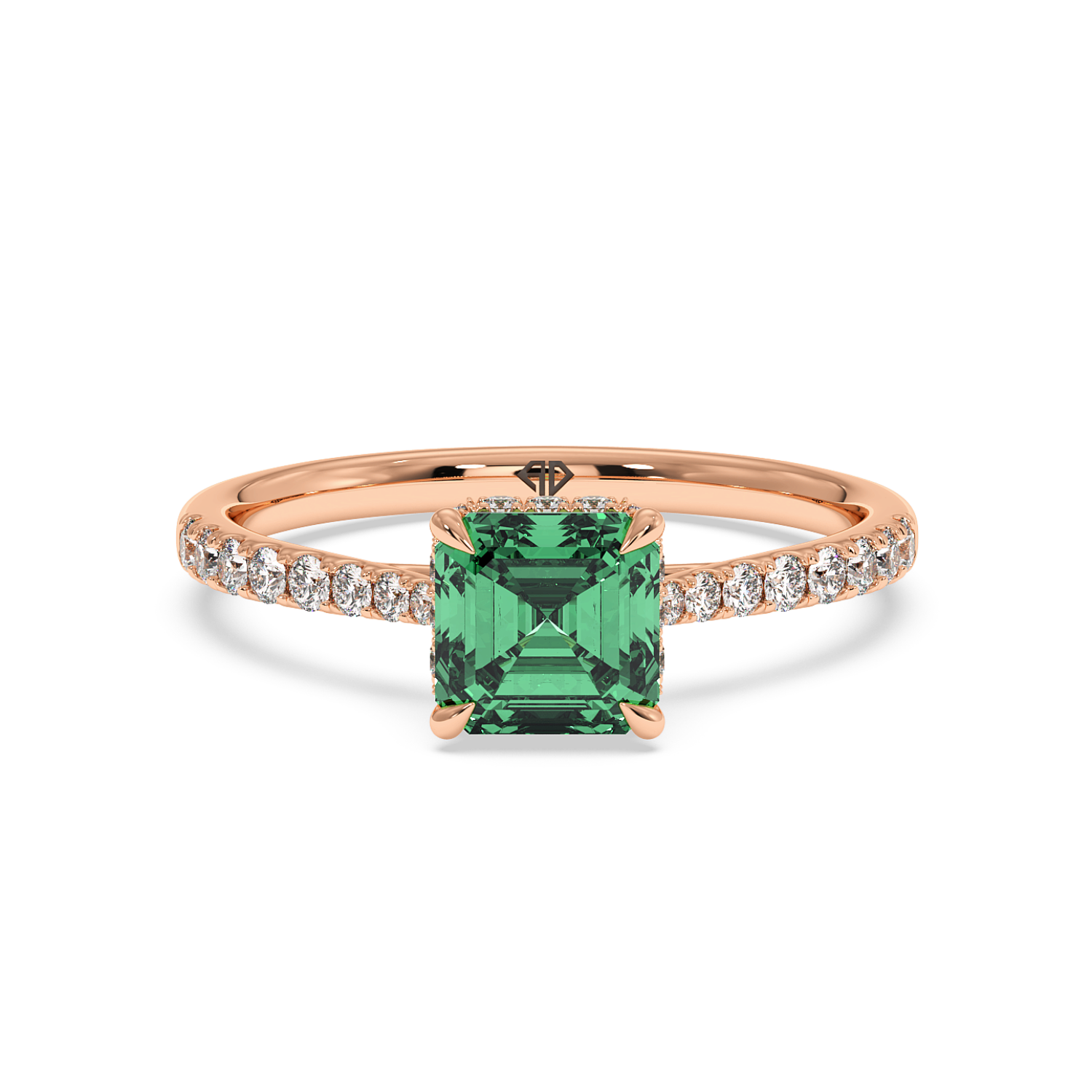 18K Rose Gold Hana Diamond Shoulder Hidden Halo Engagement Ring