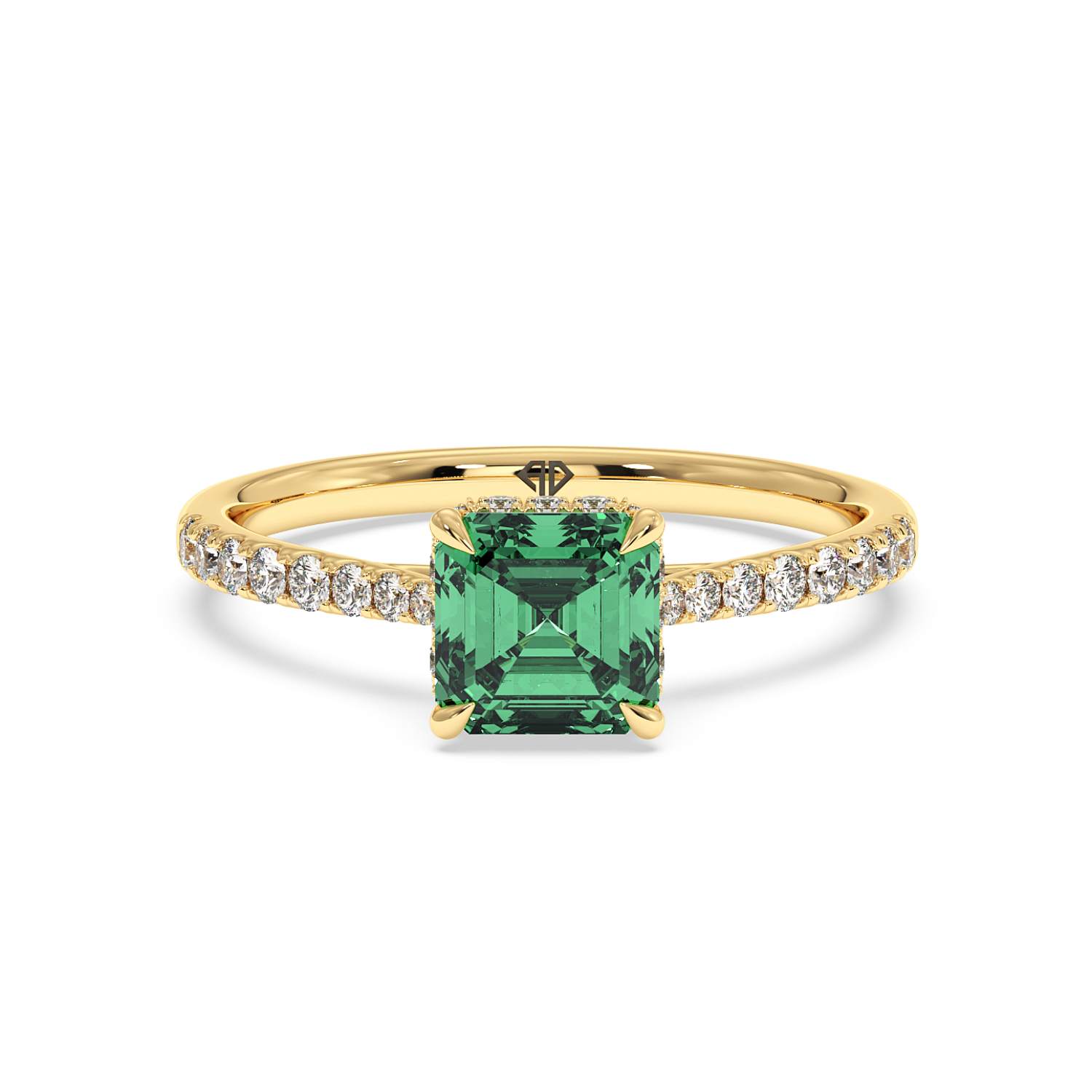 18K Yellow Gold Hana Diamond Shoulder Hidden Halo Engagement Ring