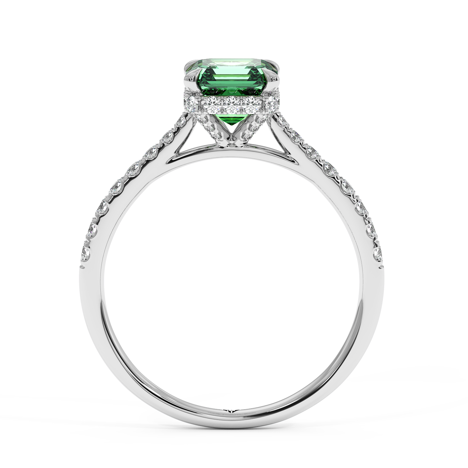 Platinum Hana Diamond Shoulder Hidden Halo Engagement Ring