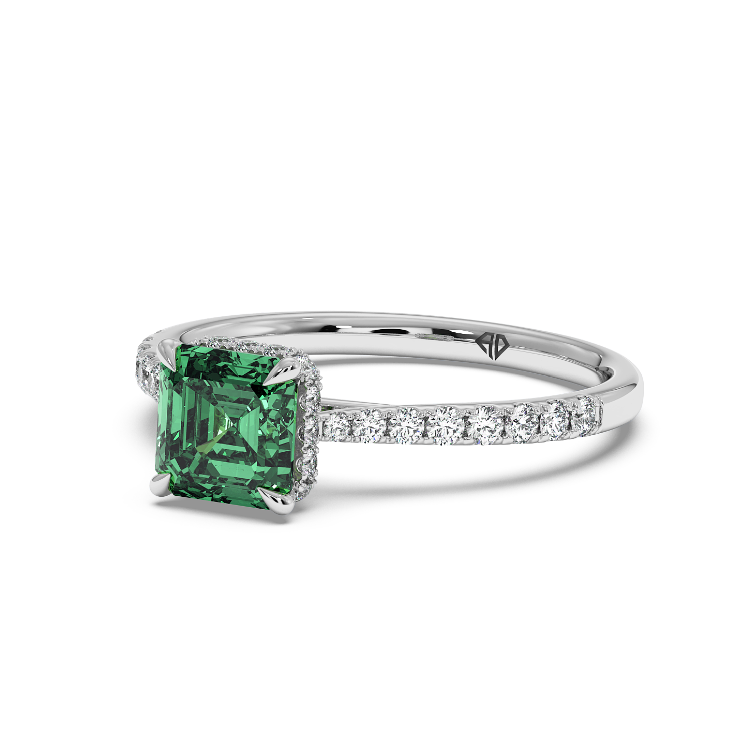 Platinum Hana Diamond Shoulder Hidden Halo Engagement Ring