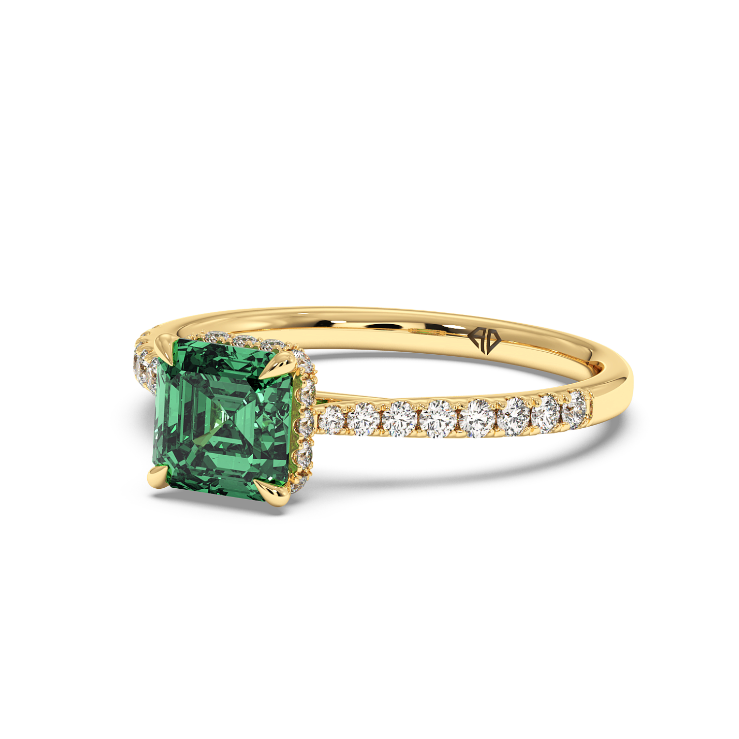 18K Yellow Gold Hana Diamond Shoulder Hidden Halo Engagement Ring