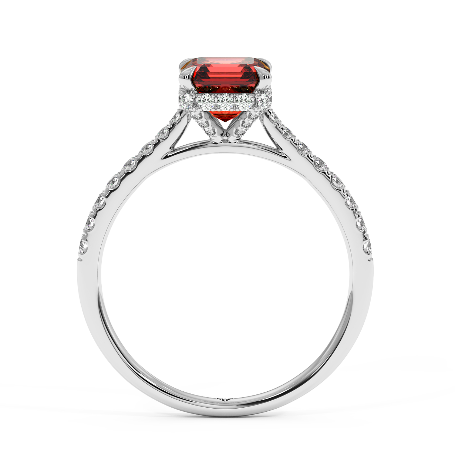 Platinum Hana Diamond Shoulder Hidden Halo Engagement Ring