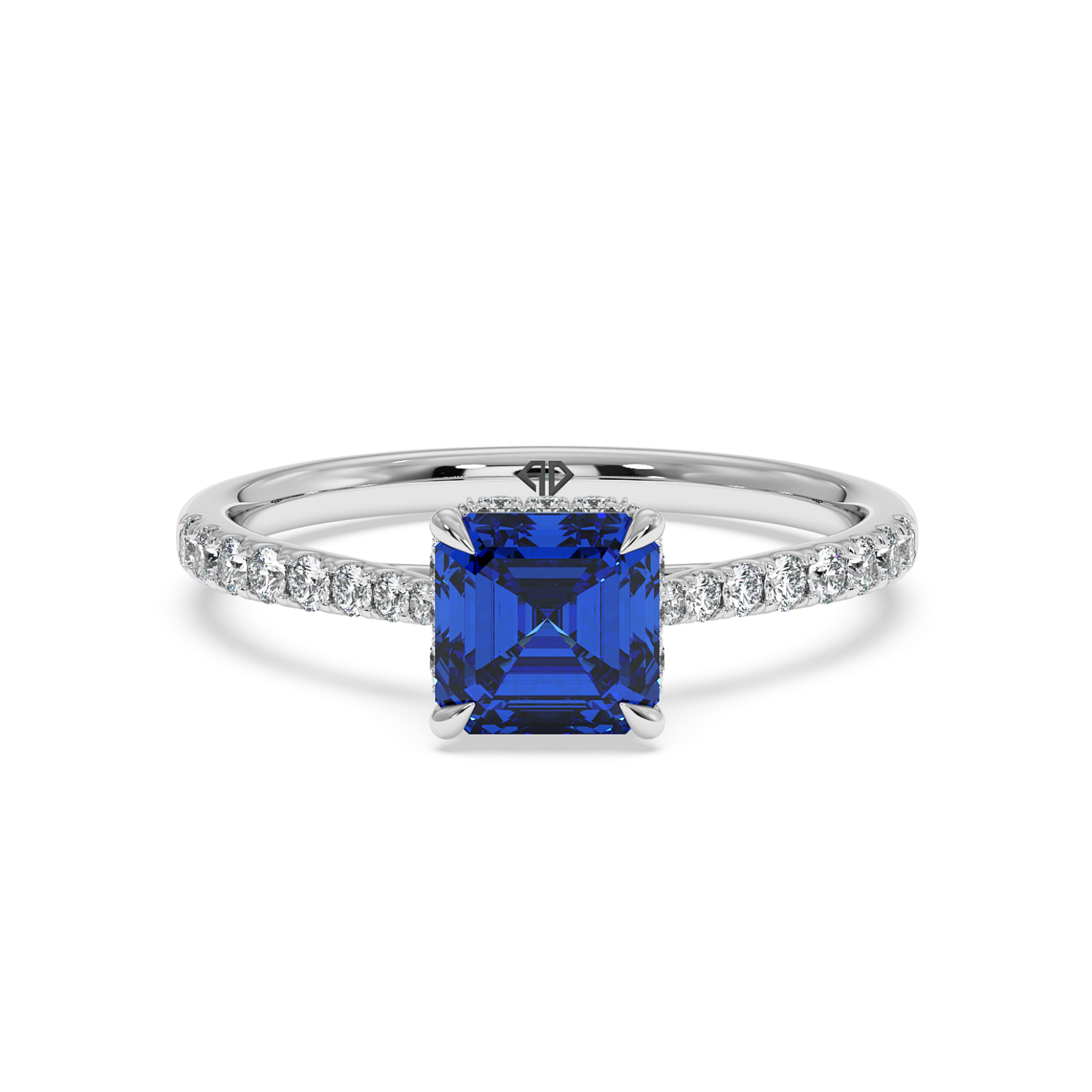 Platinum Hana Diamond Shoulder Hidden Halo Engagement Ring