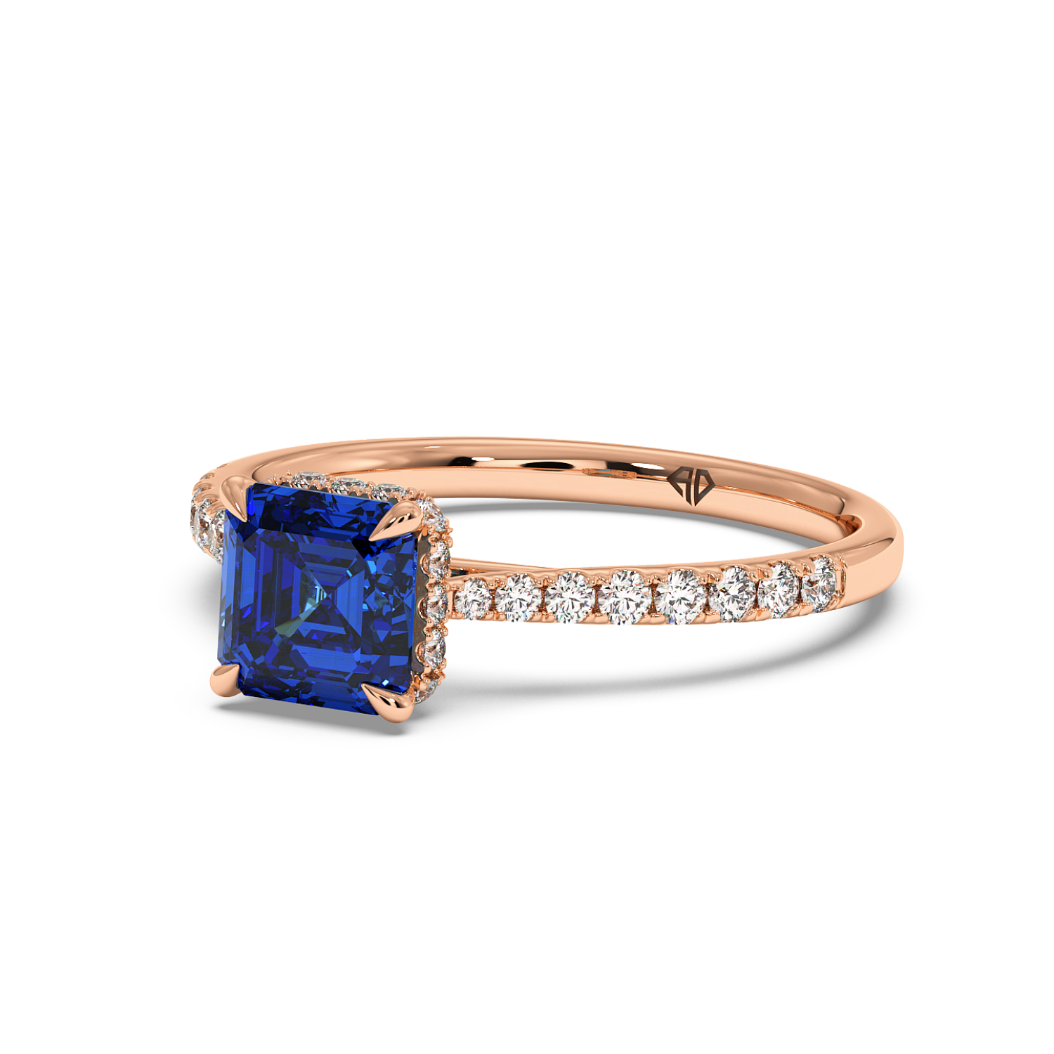 18K Rose Gold Hana Diamond Shoulder Hidden Halo Engagement Ring
