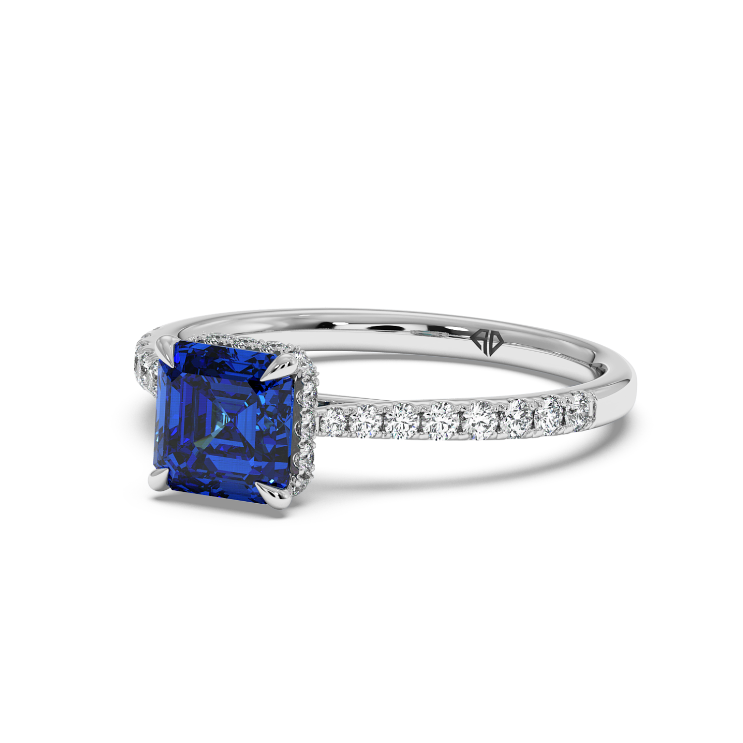 Platinum Hana Diamond Shoulder Hidden Halo Engagement Ring