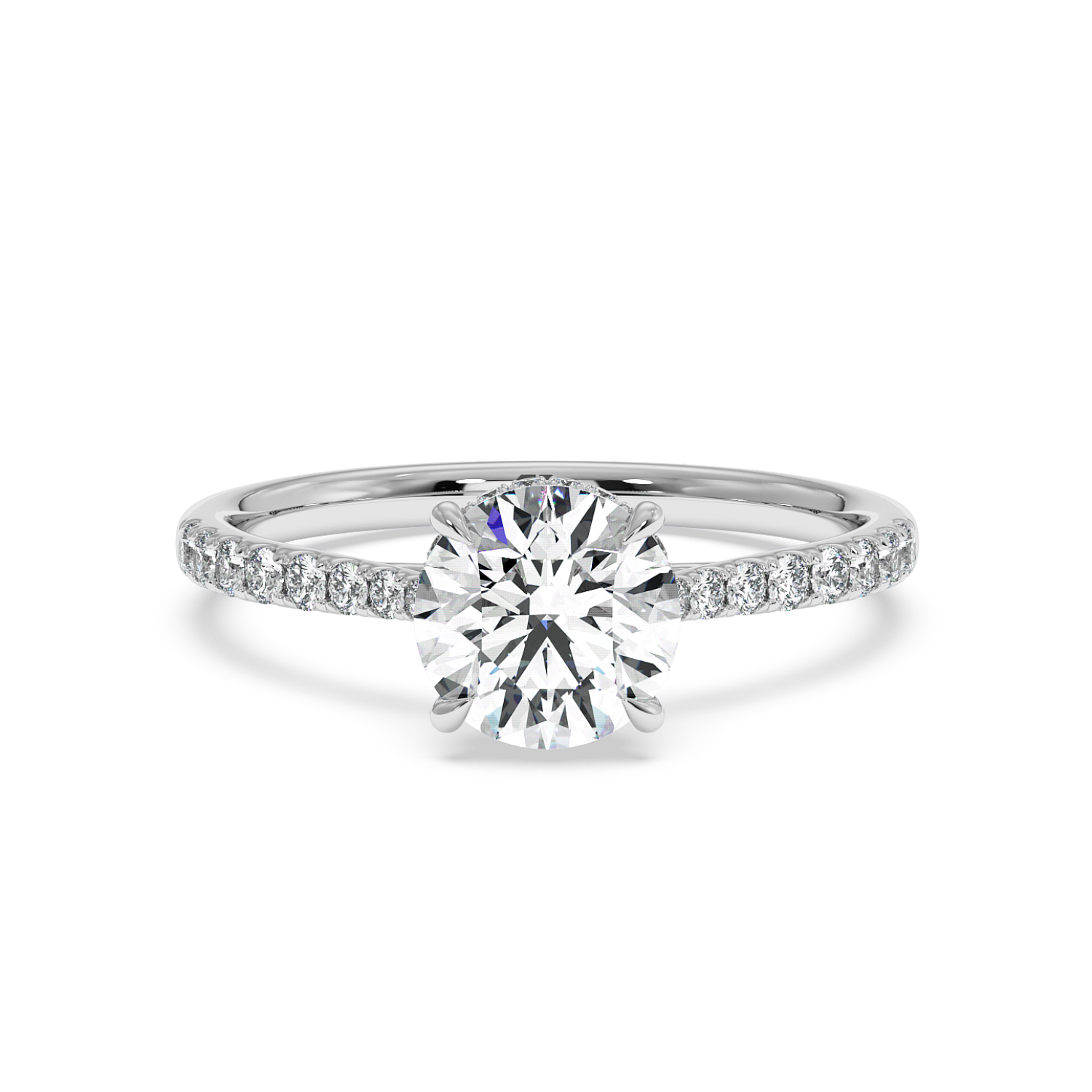 18K White Gold Hana Diamond Shoulder Hidden Halo Engagement Ring