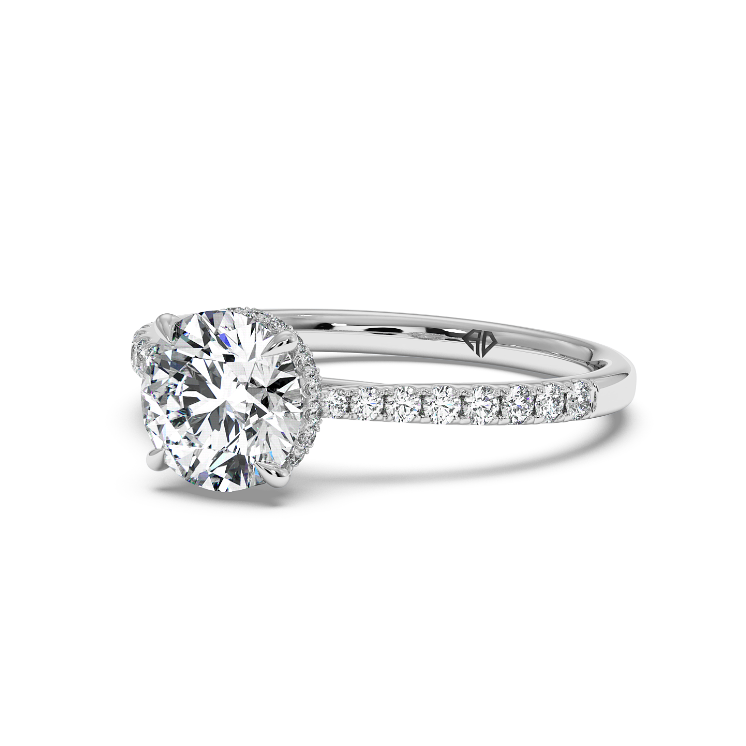 Platinum Hana Diamond Shoulder Hidden Halo Engagement Ring