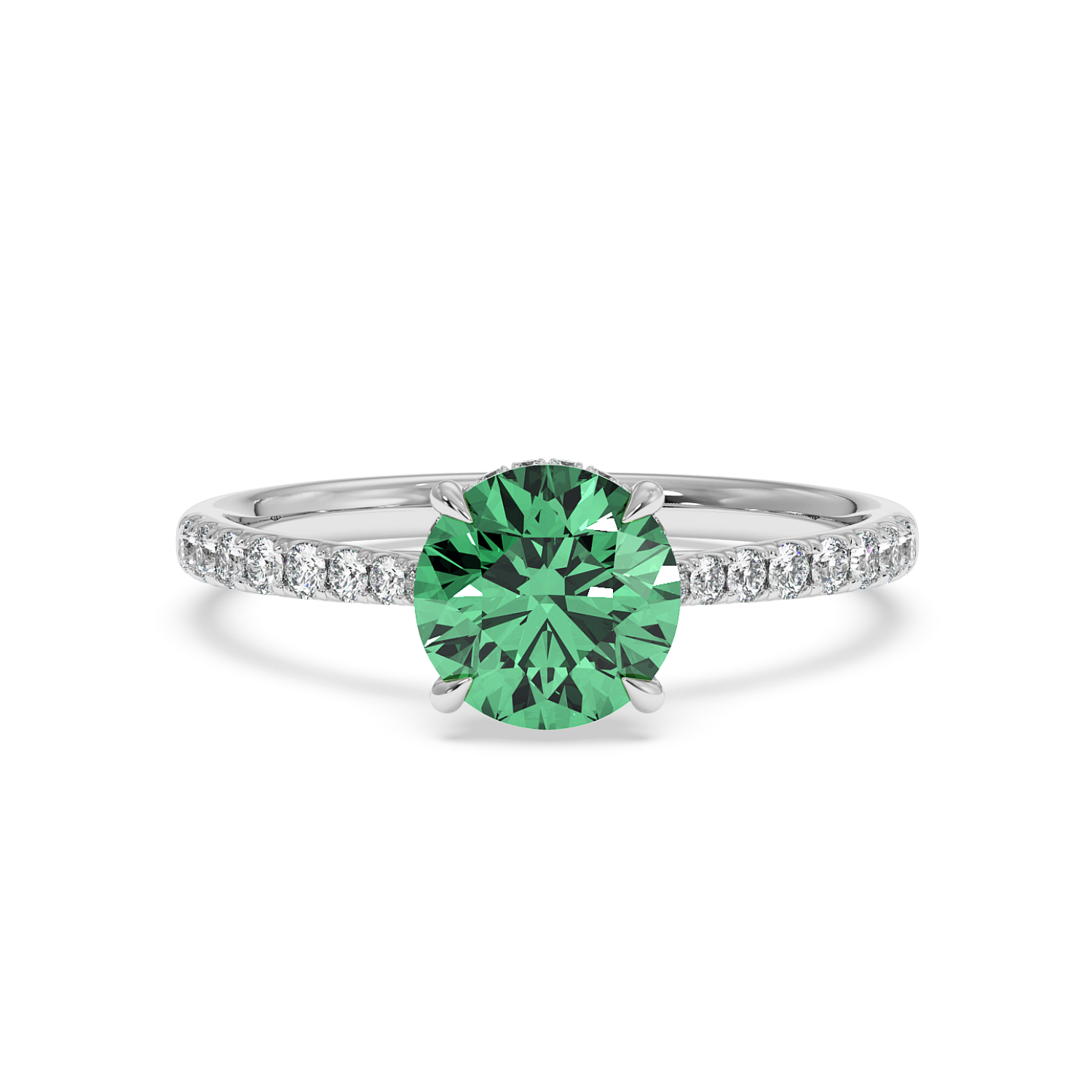 Platinum Hana Diamond Shoulder Hidden Halo Engagement Ring