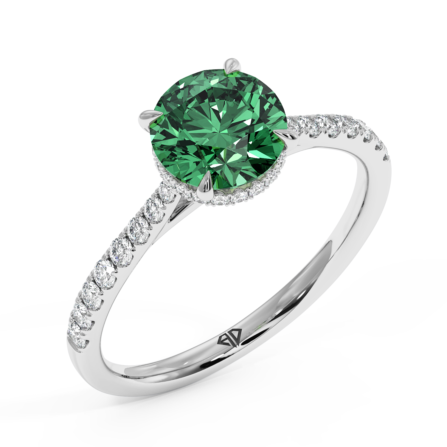 Platinum Hana Diamond Shoulder Hidden Halo Engagement Ring