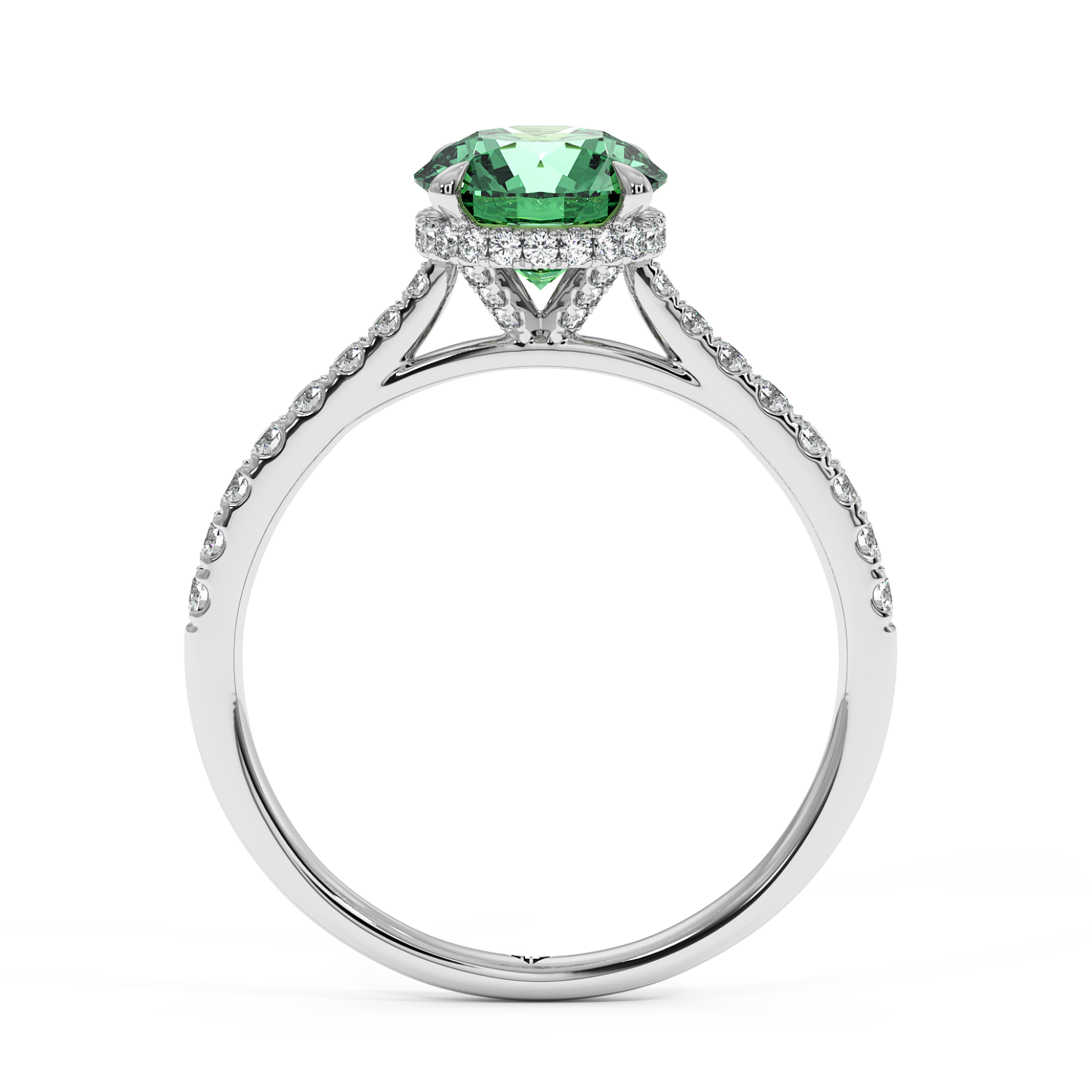 Platinum Hana Diamond Shoulder Hidden Halo Engagement Ring