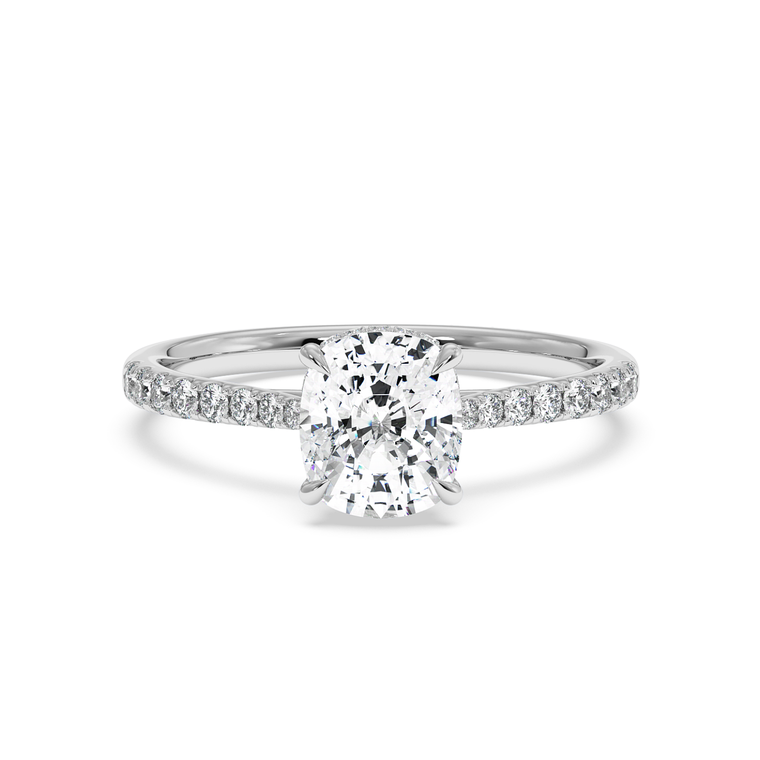 Platinum Hana Diamond Shoulder Hidden Halo Engagement Ring